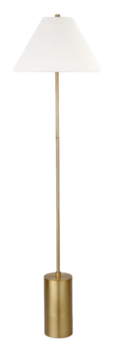 Brass 64" Modern Floor Lamp with Tapered Shade