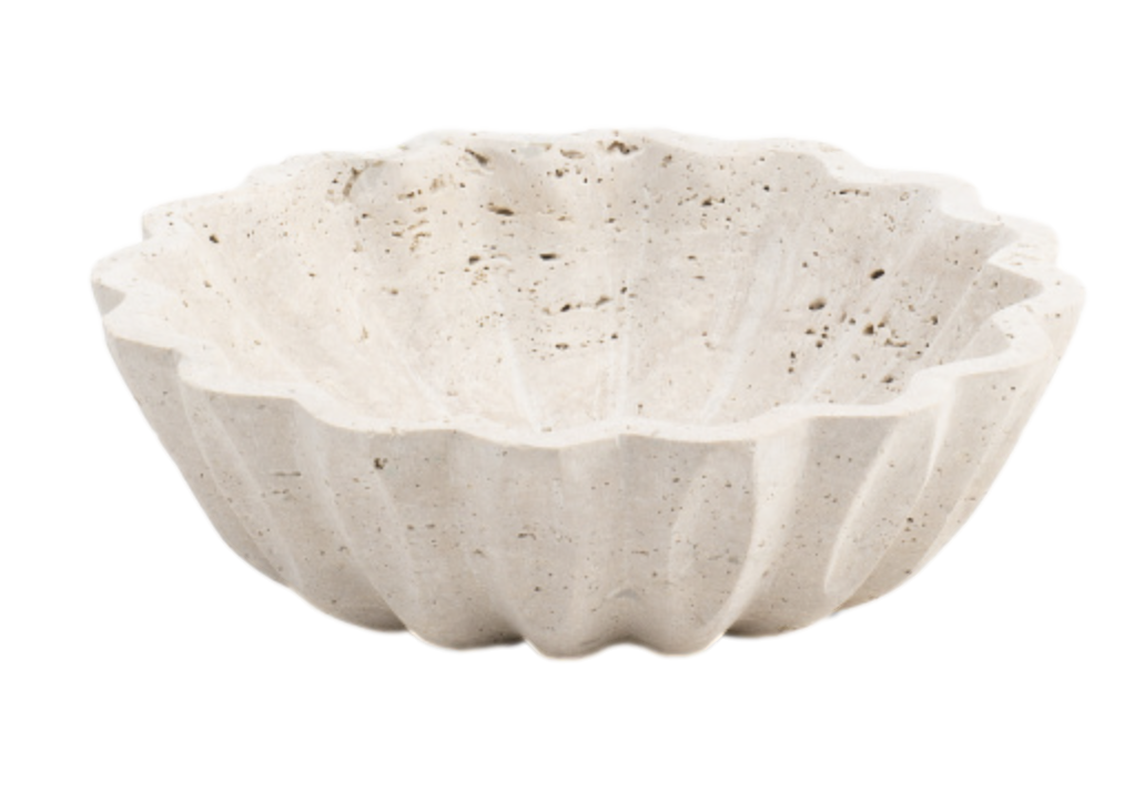 fluted travertine stone decorative bowl