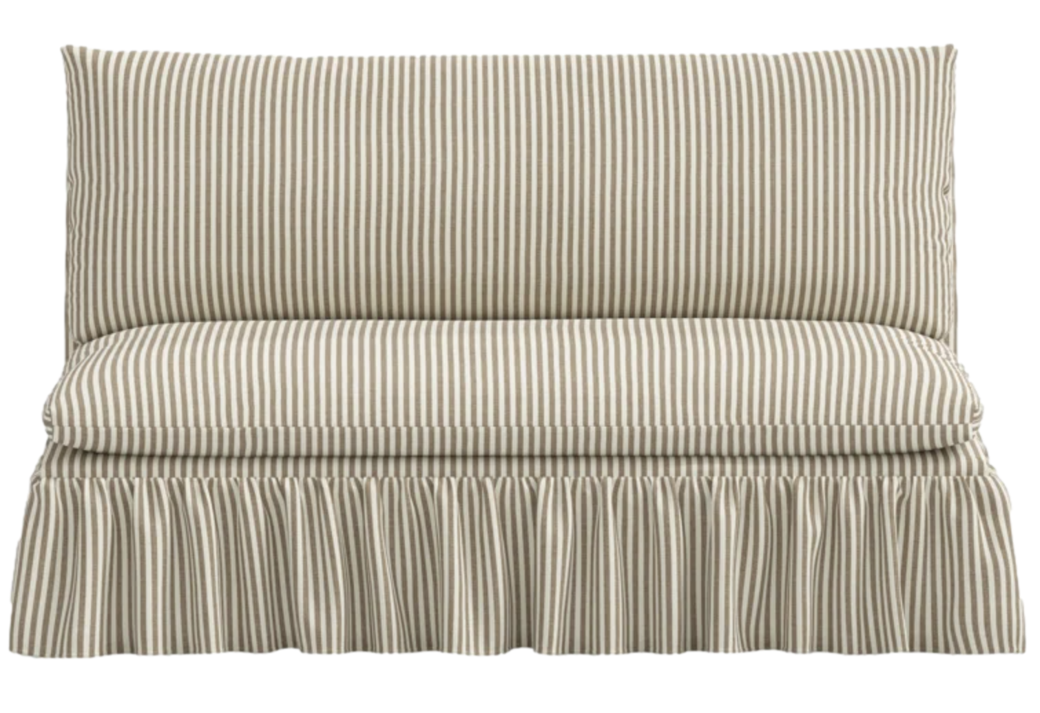 Striped Banquette Bench with Ruffled Skirt