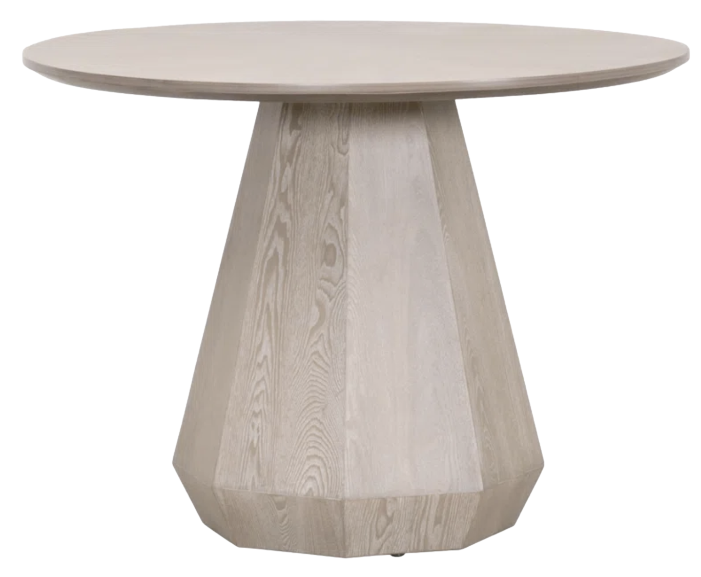 Whitewash Wood Round Dining Table with Pedestal Base