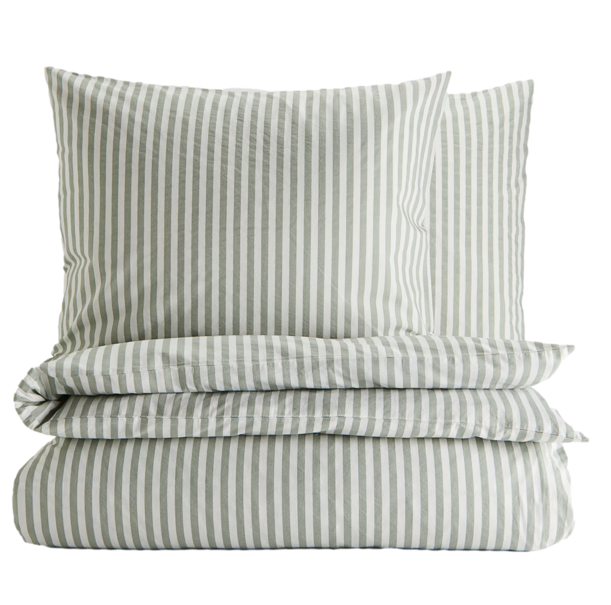 Green and white stripe duvet cover