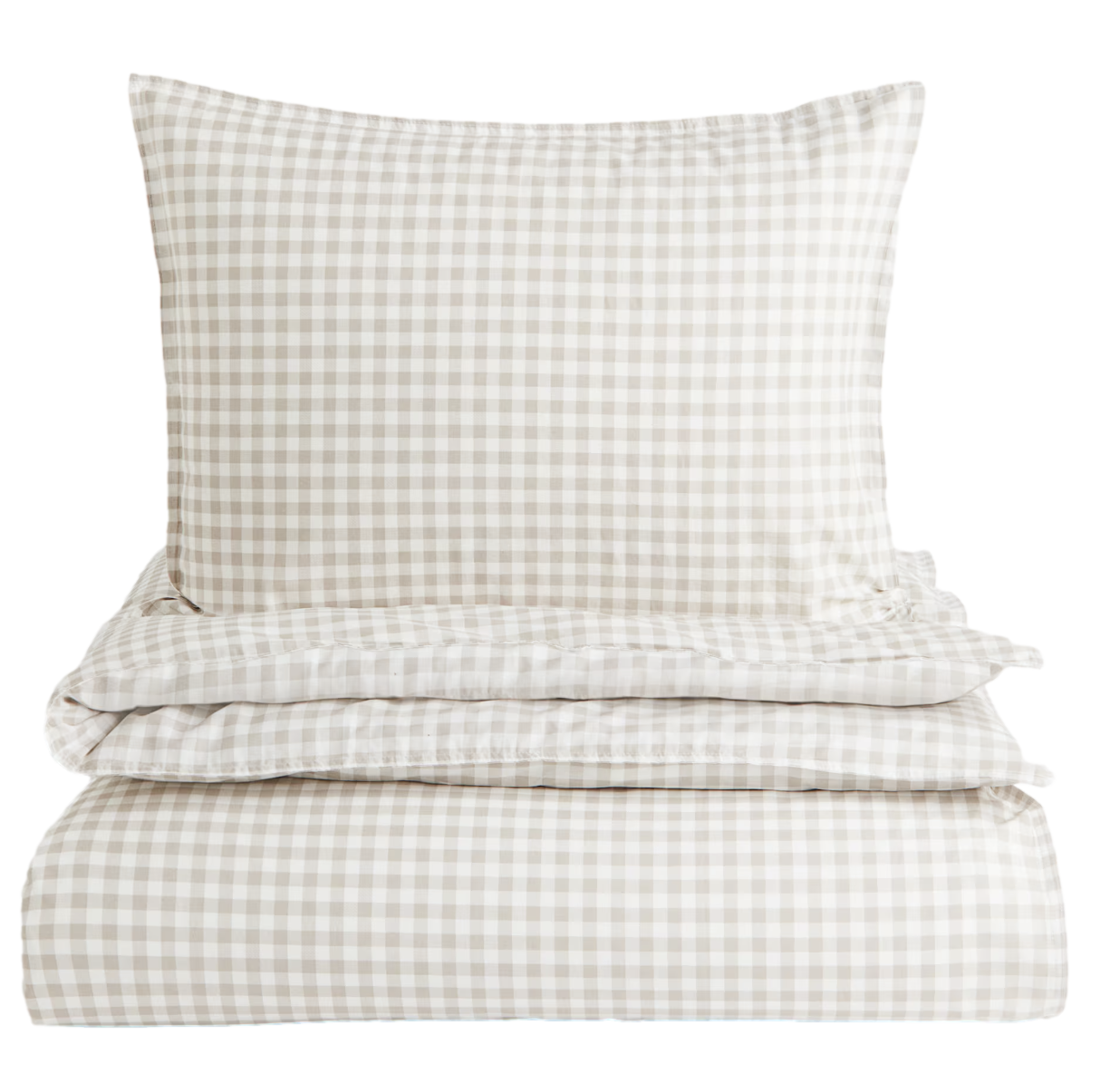 Taupe Gingham Check Duvet Cover