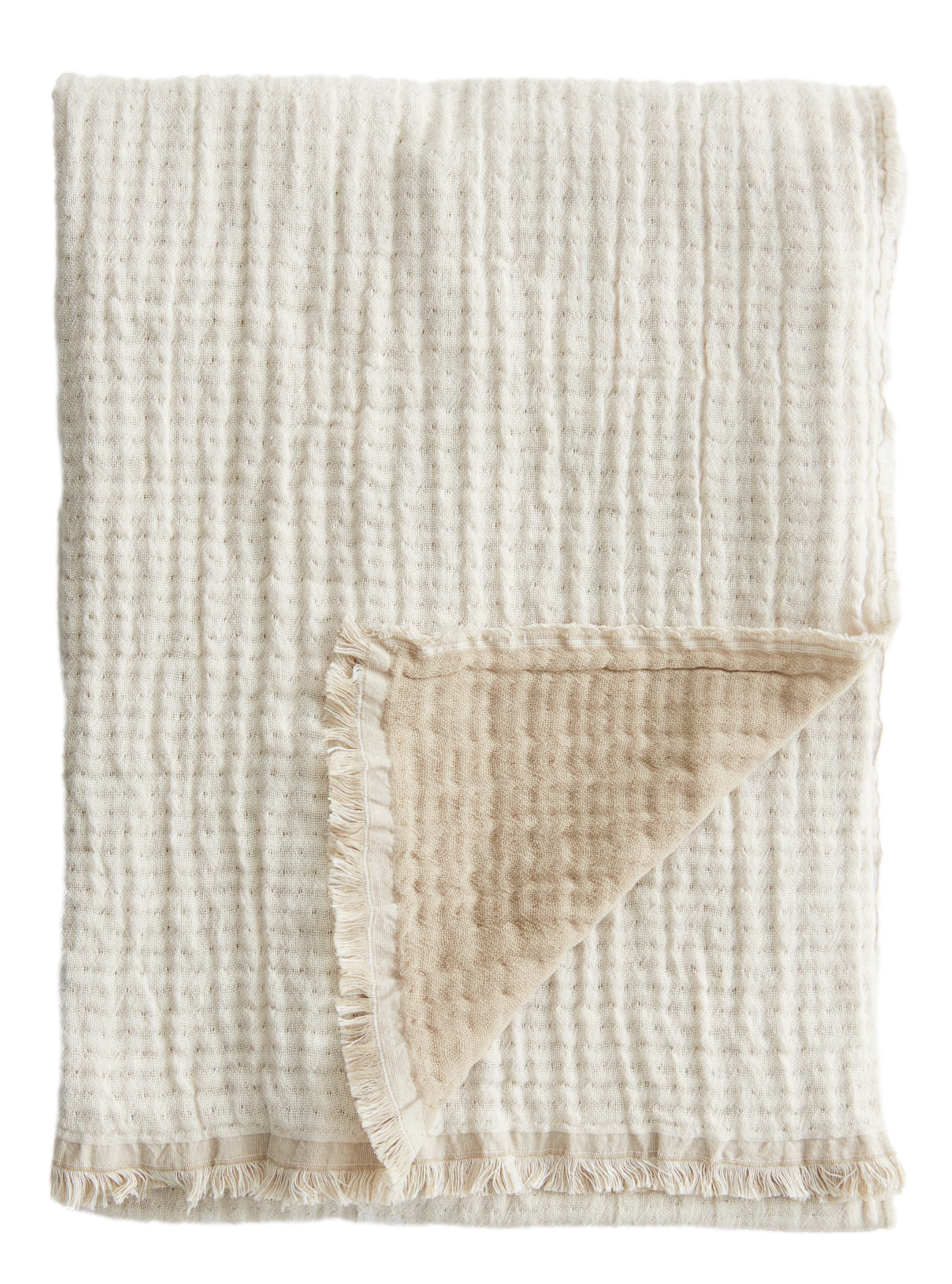 Ivory Cotton Muslin Throw Blanket