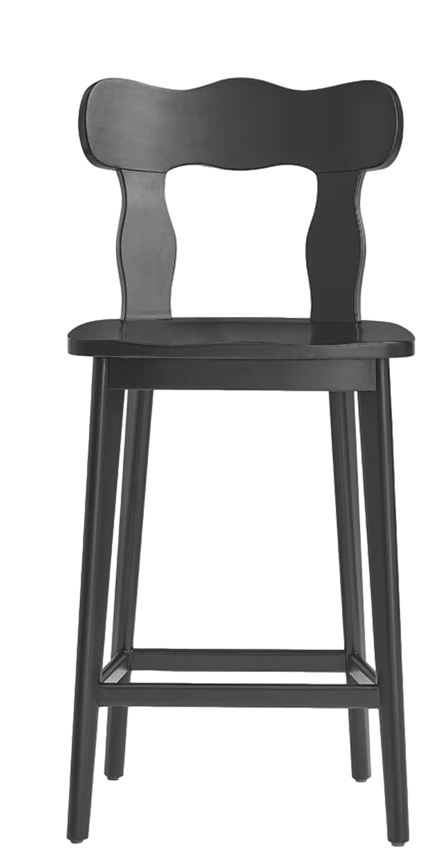  Wavy Dark Wood Counter Stool 