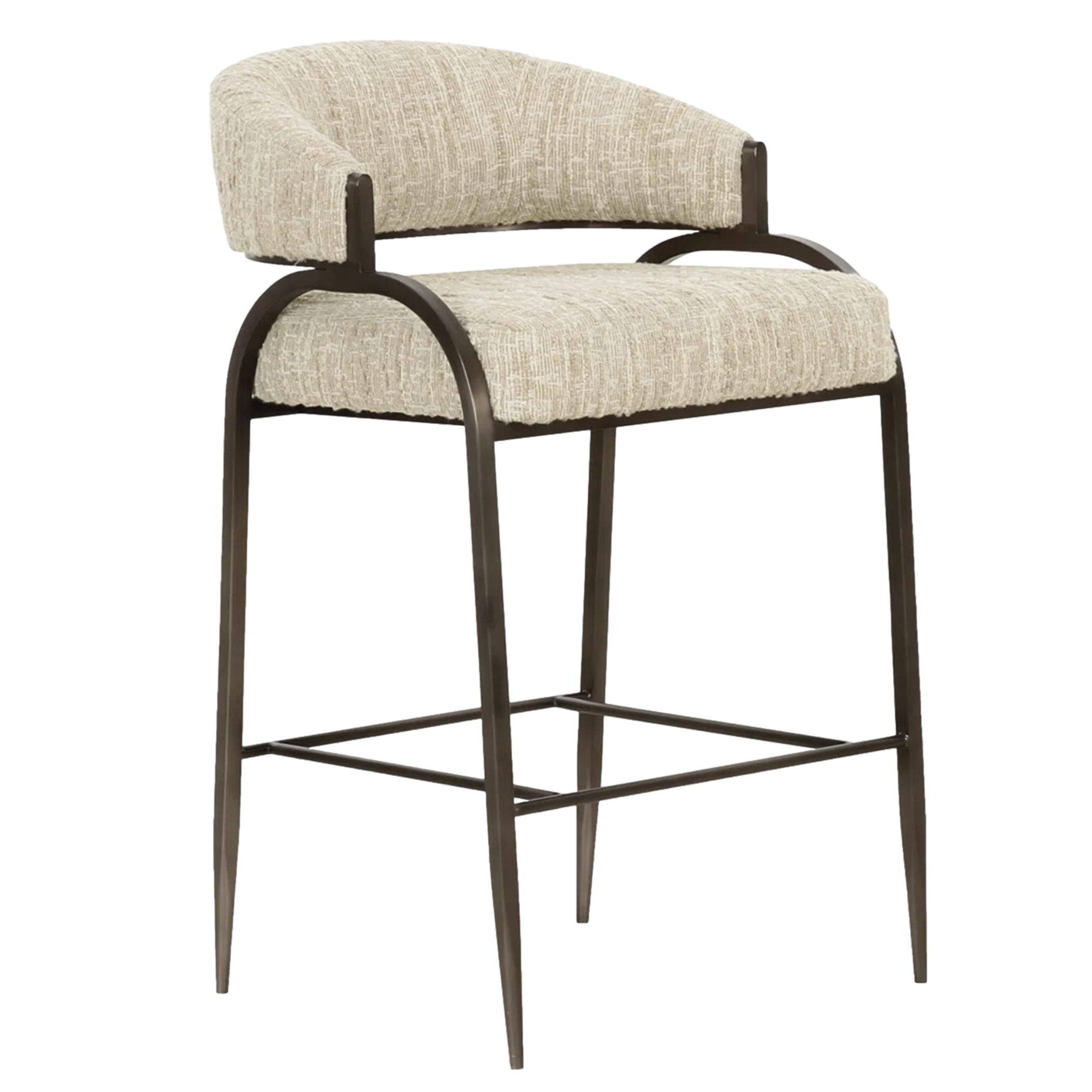  Cream textured modern counter stool with metal base 