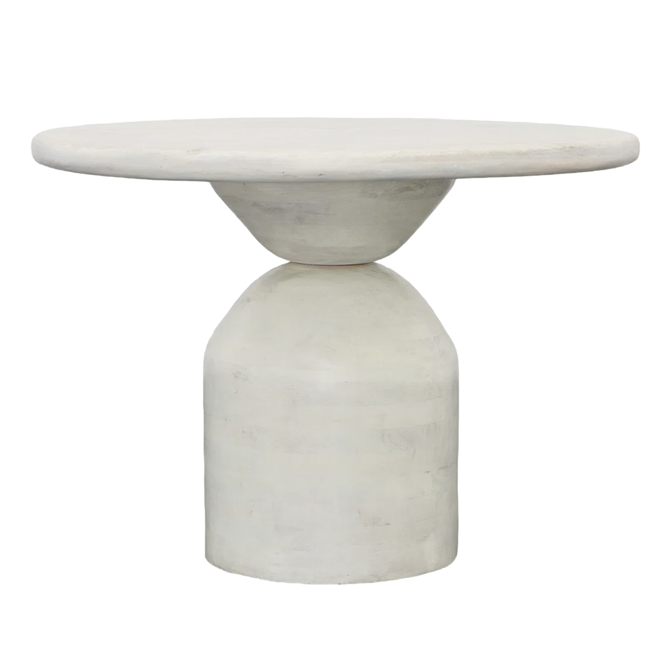  Whitewash wood pedestal dining table 