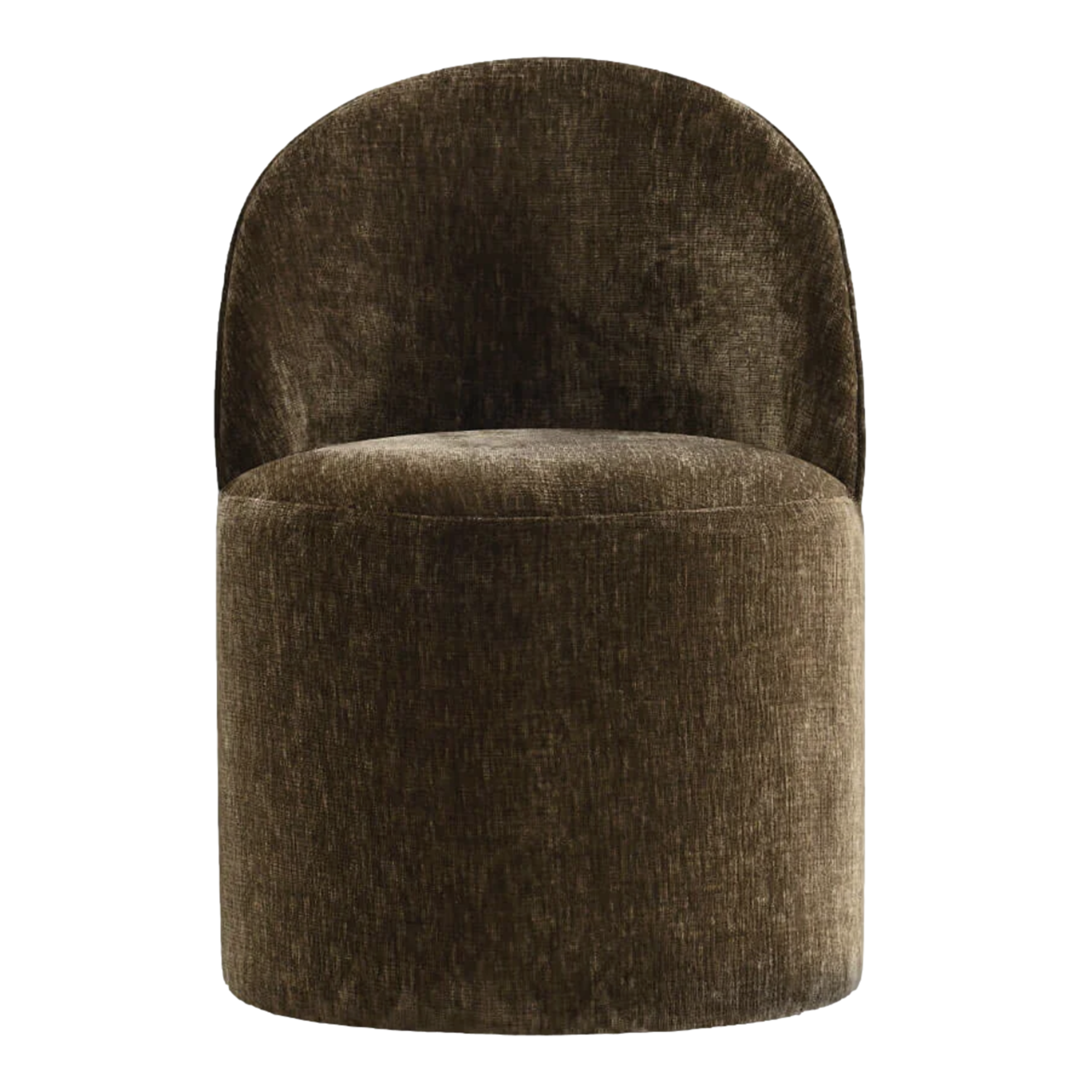  brown velvet dining chair on hidden casters 