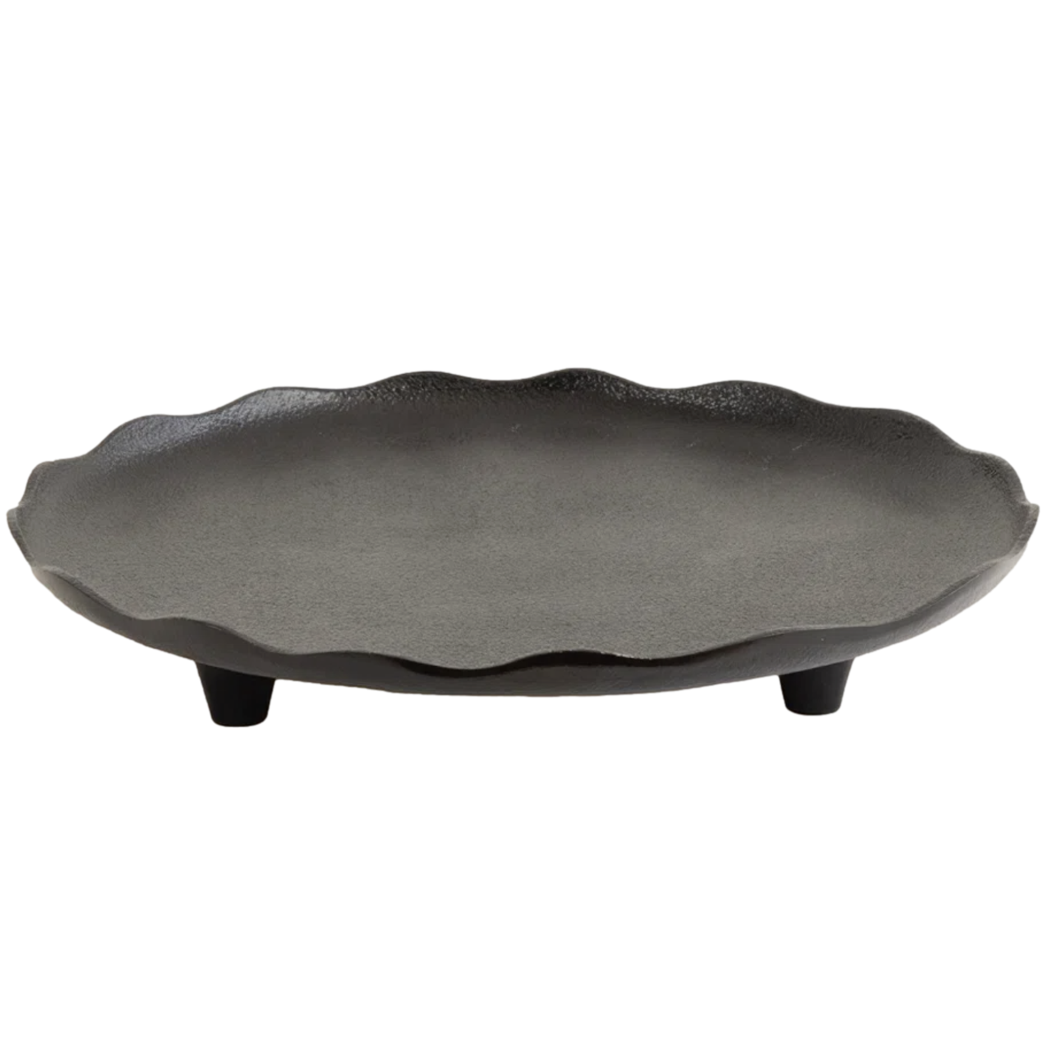  Wavy metal footed decorative tray 