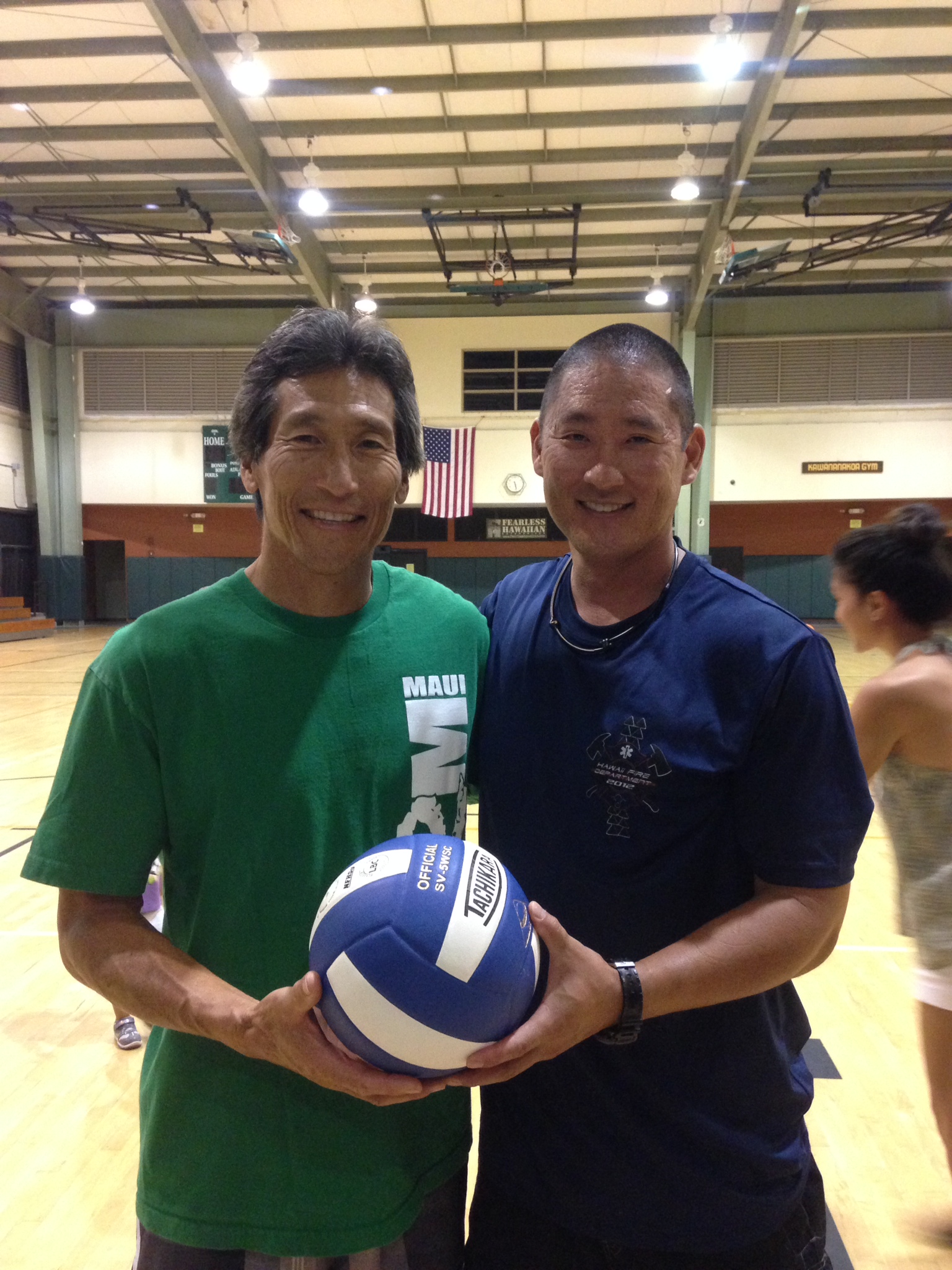 From right: TGCFF Board Member Grant Kojima with Fire Fighter/Paramedic Vern Hara