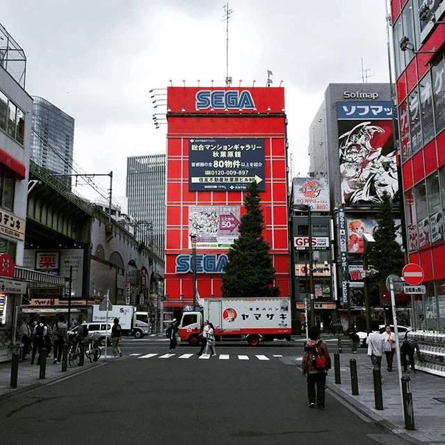 #sega #video #arcade #games #red #city #urban #bicycle #crosswalk #anime #signage #gashapon #architecture #akihabara #travel #explore #chiyoda #sotokanda #tokyo #japan