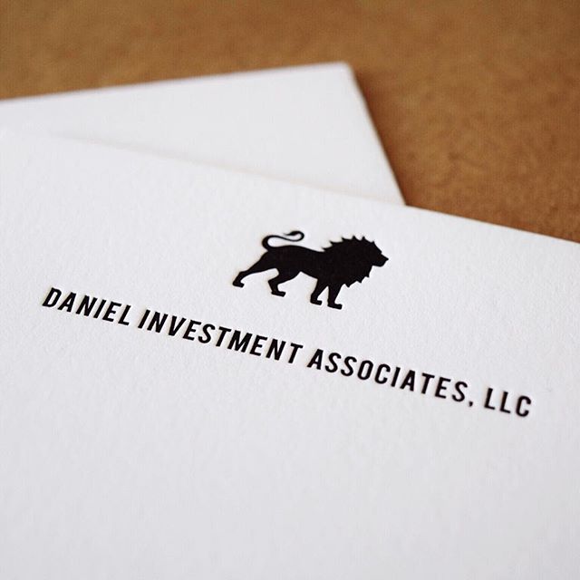 Daniel Investment Associates || Not our typical wedding suite, but such a fun re-branding project! What's not to love about this letterpressed lion?! #customdesign #graphicdesign #rebrand #santabarbaradesign #letterpress #Ellamade