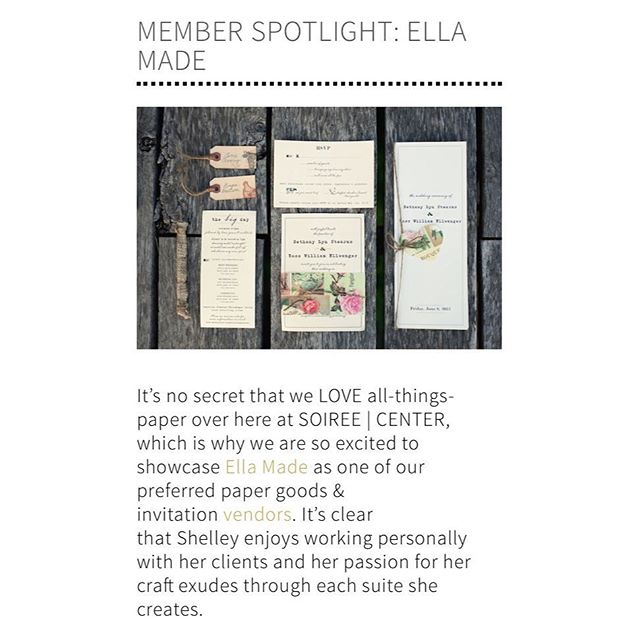 Thanks so much for the member spotlight shoutout @soireecenter 💕 Feeling the love. (👉🏼Link to blog in bio @soireecenter ) #customdesign #custominvitations #weddinginvitations #letterpress #santabarbaradesign #weddingvendor #weddingsuite