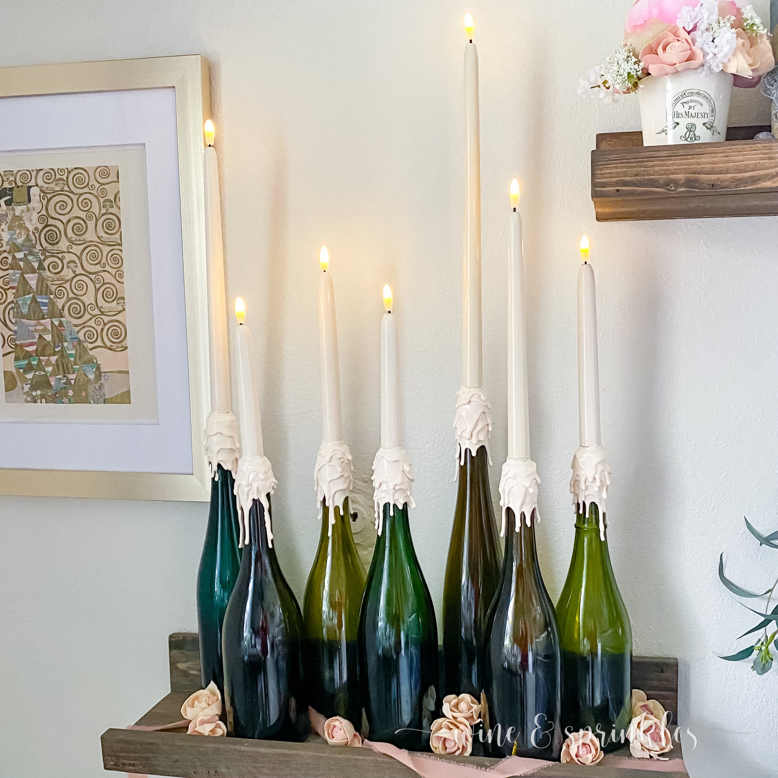 DIY Sealing Wax Taper Candle Wine Bottle Candle Holder