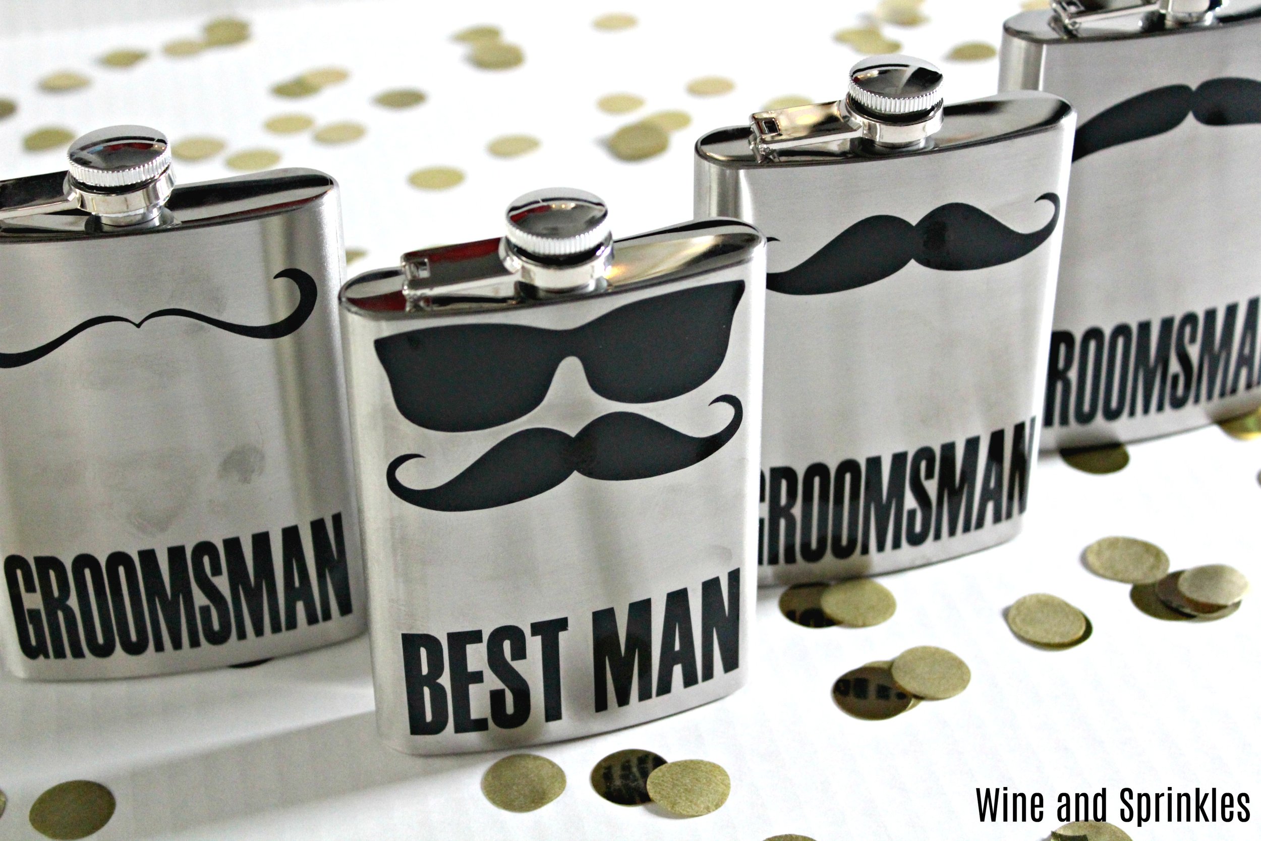 Diy Groomsman Mustache Flasks Wine