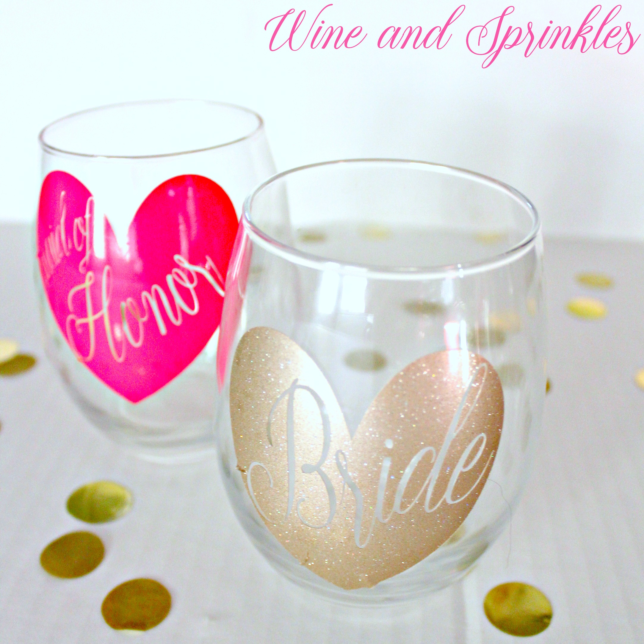 Bridesmaid - Heart Personalised Wedding Wine Glass Charms Favours Deep Pink - DIY 