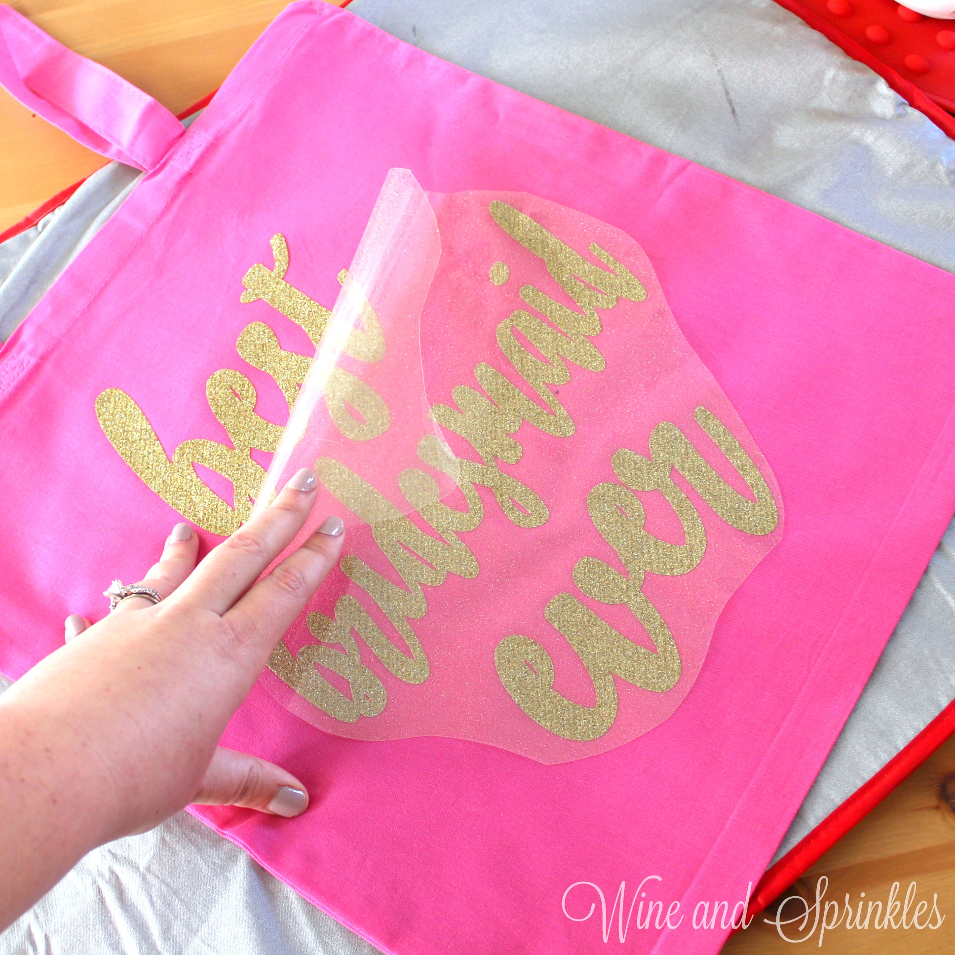 DIY Bridesmaid Getting Ready HTV Iron on Tote Bags — Wine & Sprinkles