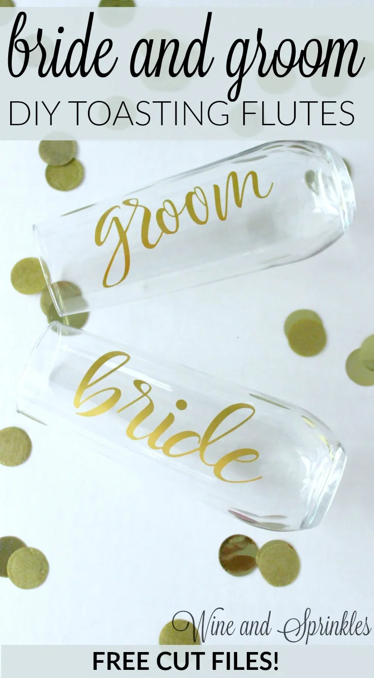 Diy Bride And Groom Toasting Flutes Wine Sprinkles