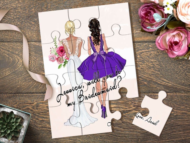  Personalized Bridesmaid Proposal Puzzle. Custom Will You Be My Bridesmaid  Gift. Ask Bridesmaid with a Funny Proposal (Dusty Blue and Pink Best  Friends) : Home & Kitchen