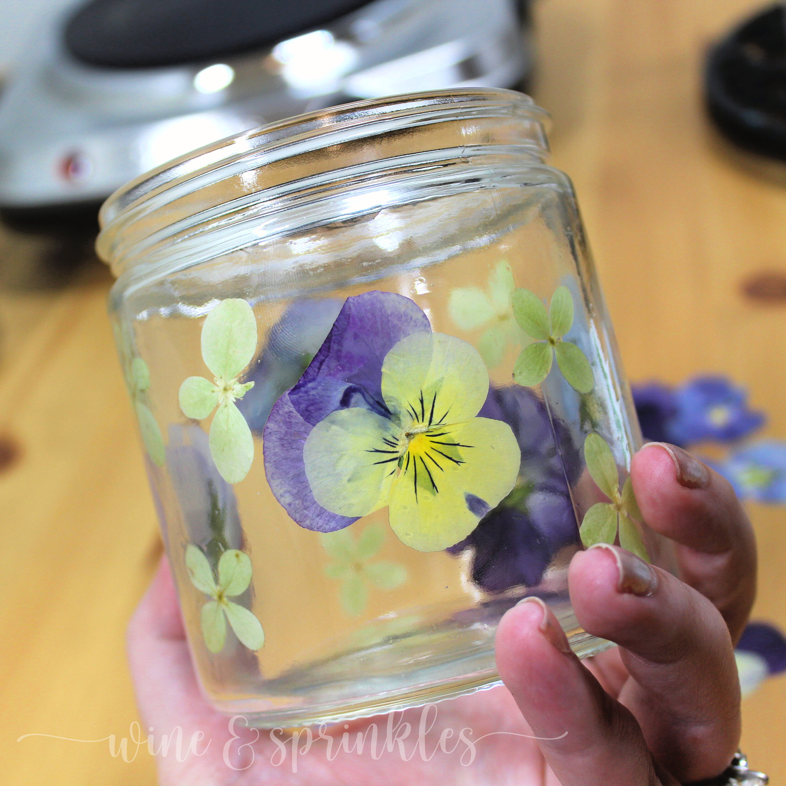 DIY Dried Pressed Flower Wall Soy Wax Scented Candles — Wine