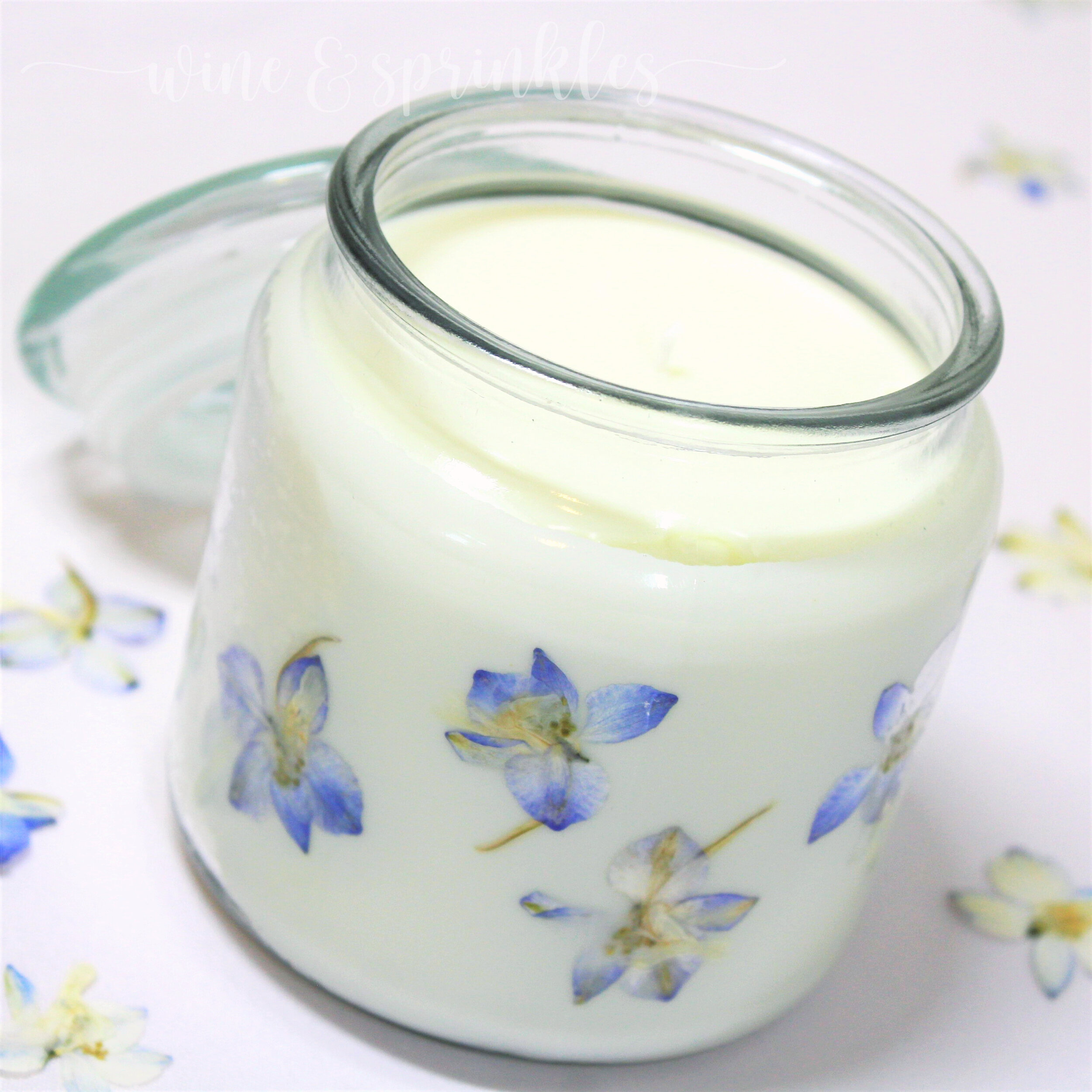 DIY Dried Pressed Flower Wall Soy Wax Scented Candles — Wine & Sprinkles