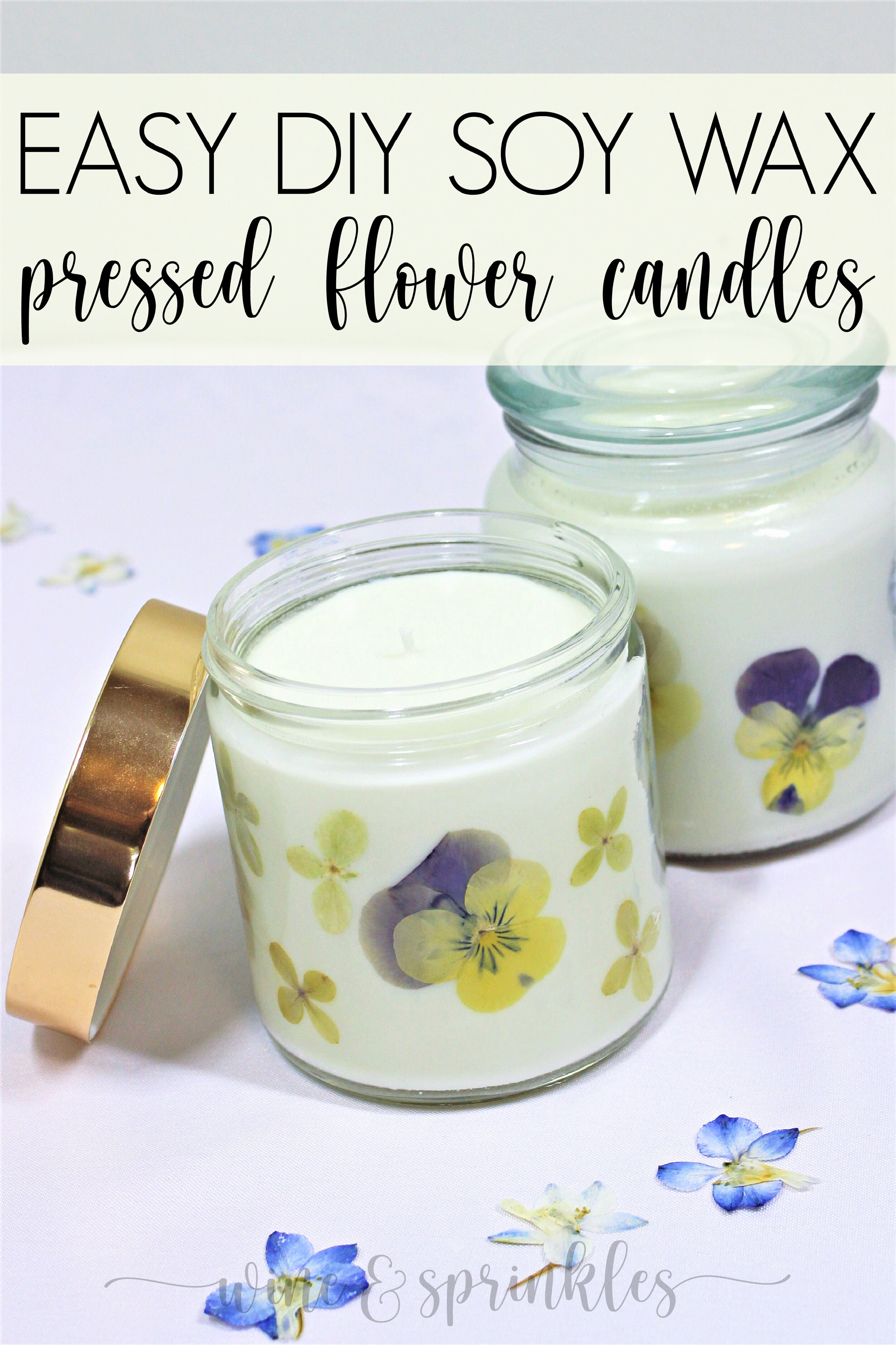 DIY Dried Pressed Flower Wall Soy Wax Scented Candles — Wine & Sprinkles