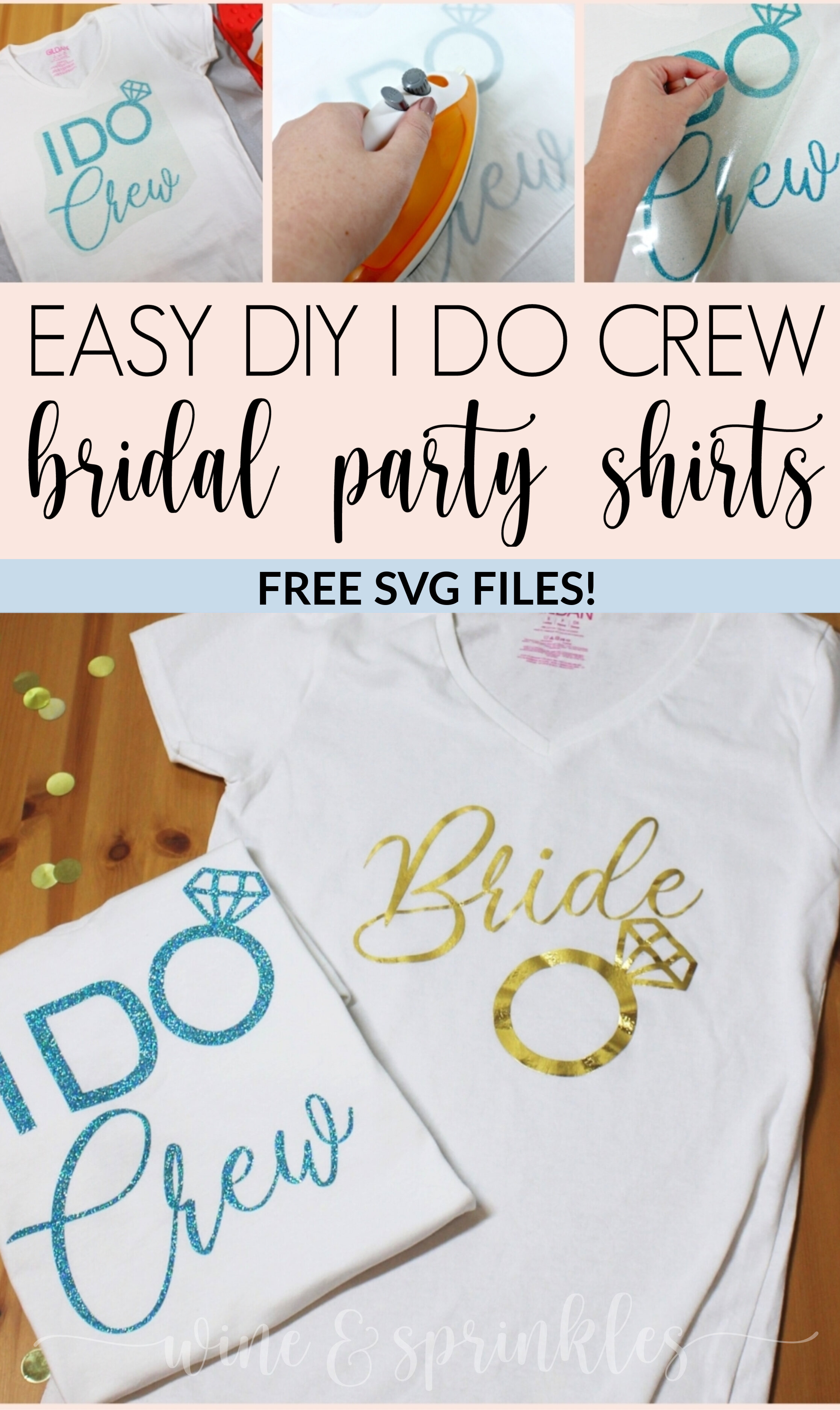 DIY I Do Crew HTV Bridal Party TShirts #diywedding #svgfiles #idocrew