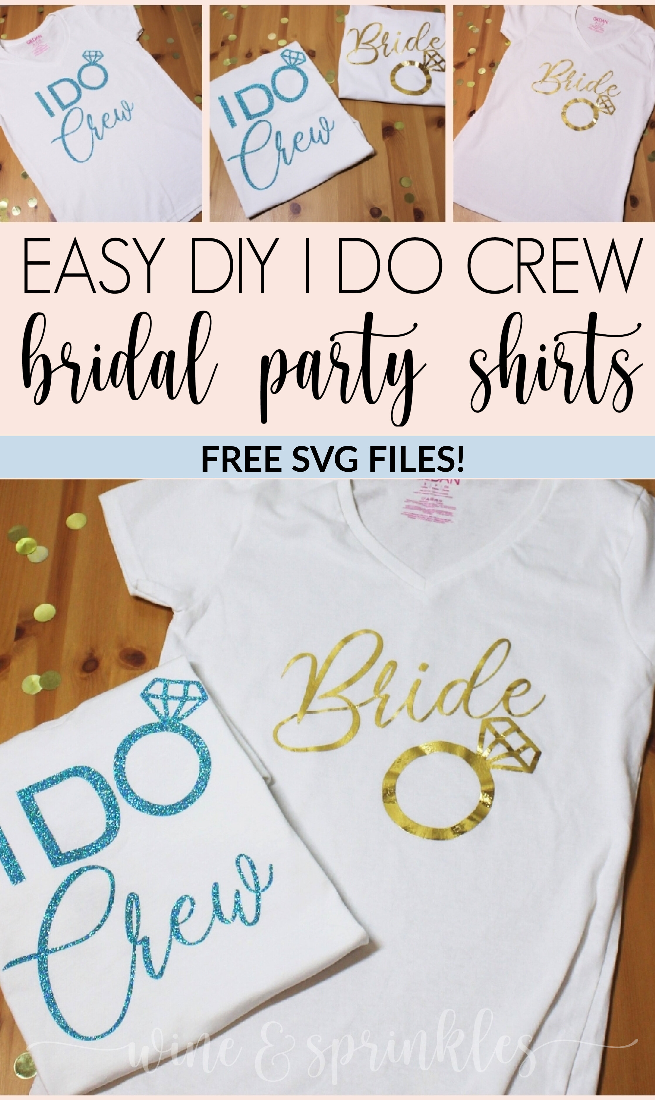 DIY I Do Crew HTV Bridal Party TShirts #diywedding #svgfiles #idocrew