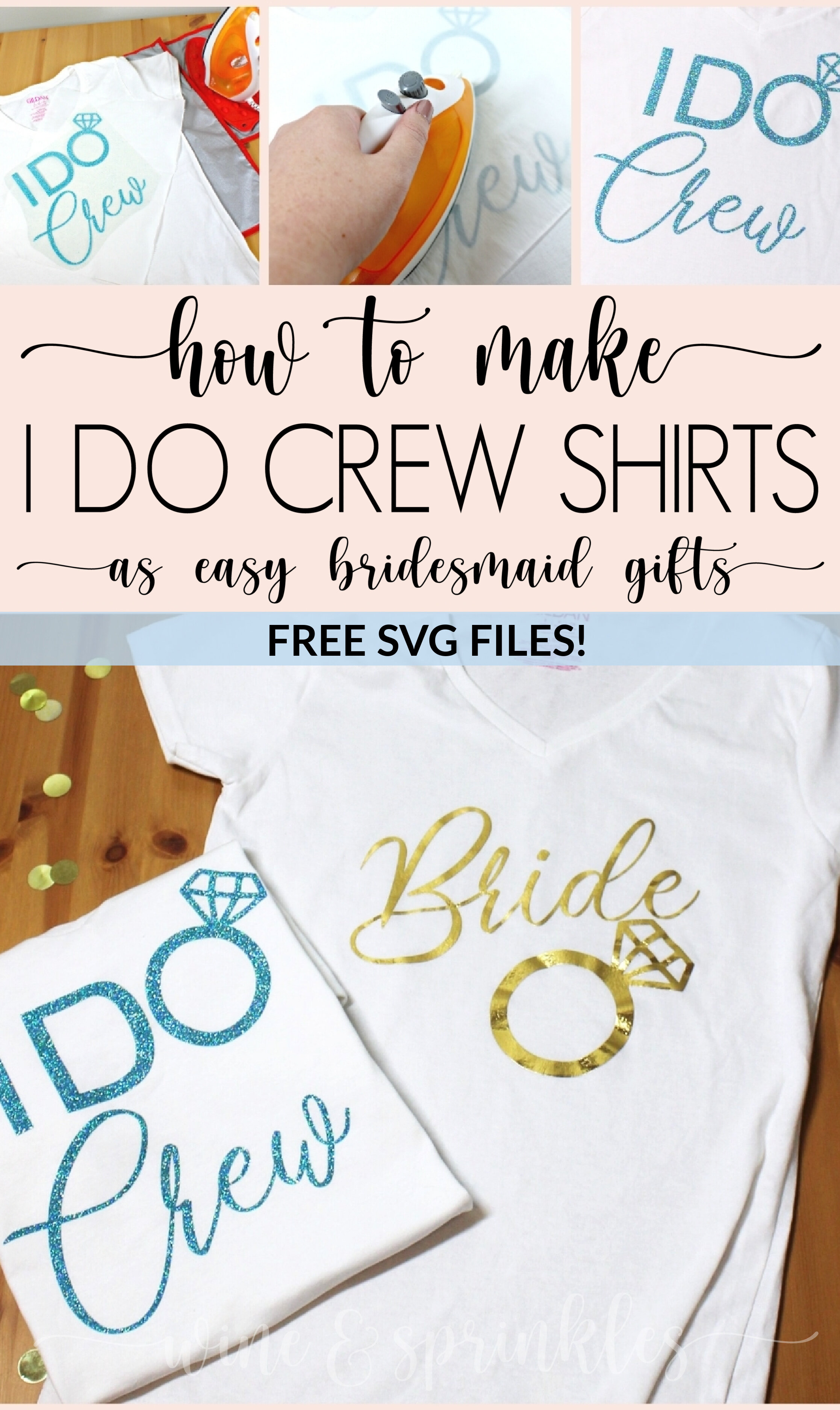 DIY I Do Crew HTV Bridal Party TShirts #diywedding #svgfiles #idocrew