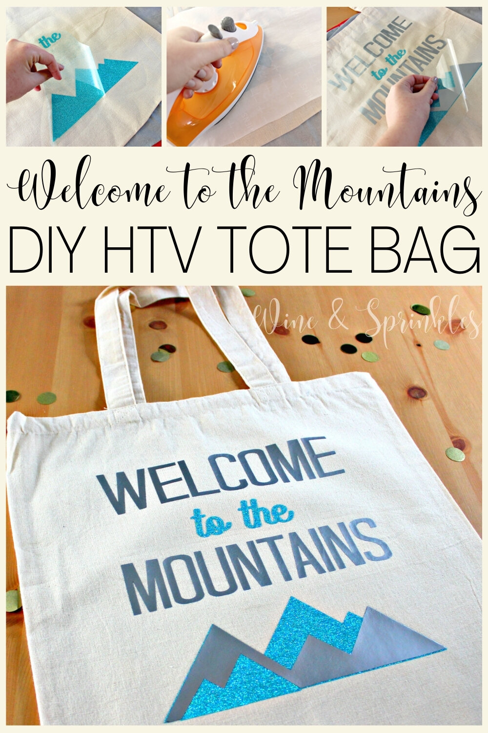 Welcome to the Mountains Wedding Welcome DIY HTV Tote Bags
