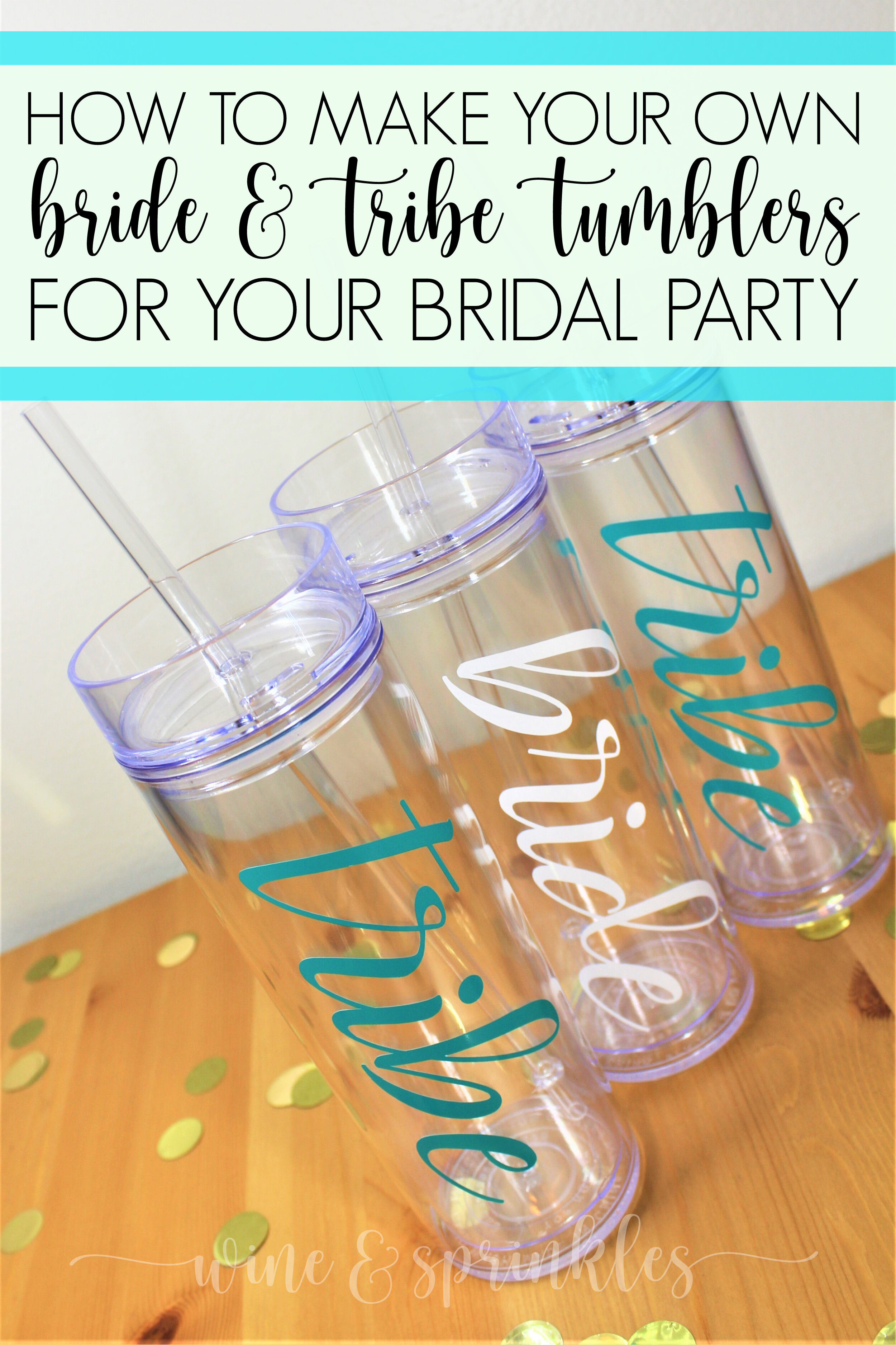 Bride and Tribe DIY Wedding Party Skinny Tumblers