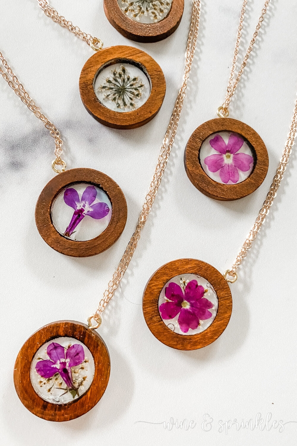 DIY Pressed Flower UV Resin Open Frame Pendant Necklaces