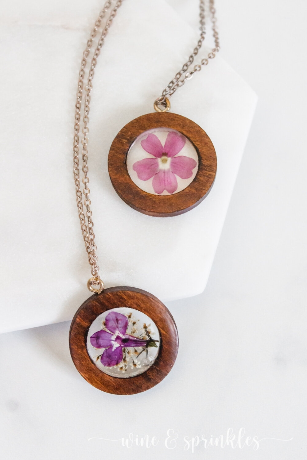 DIY Pressed Flower UV Resin Open Frame Pendant Necklaces