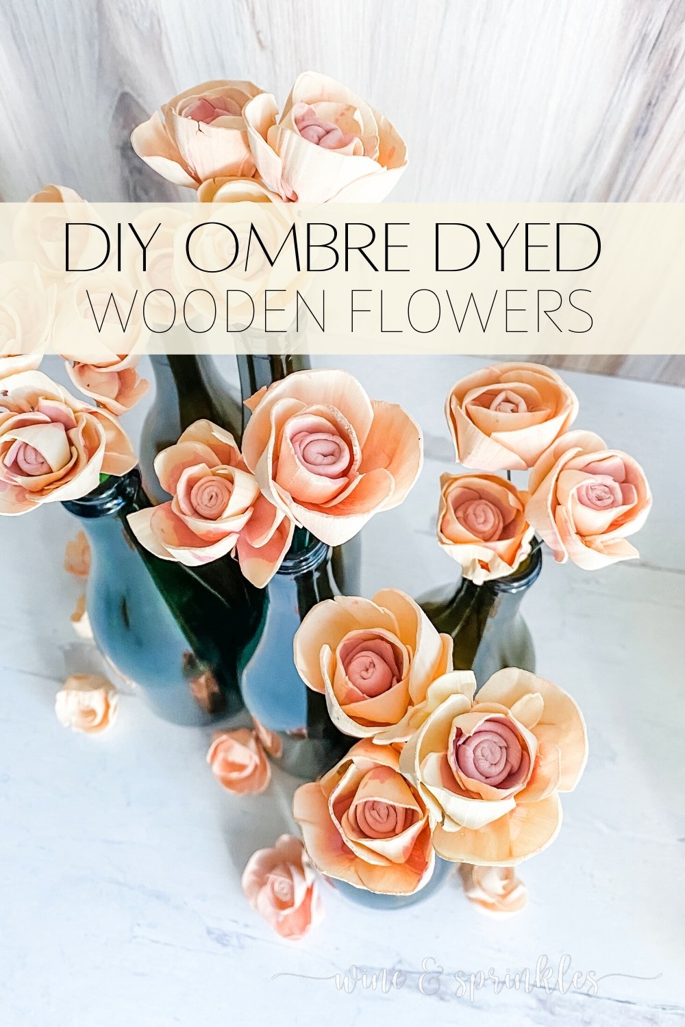 Ombre Dyed Two Tone Wooden Flowers for Crafts, Bouquets &amp; Floral Centerpieces