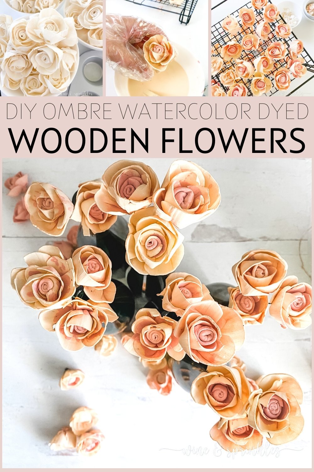 Ombre Dyed Two Tone Wooden Flowers for Crafts, Bouquets &amp; Floral Centerpieces