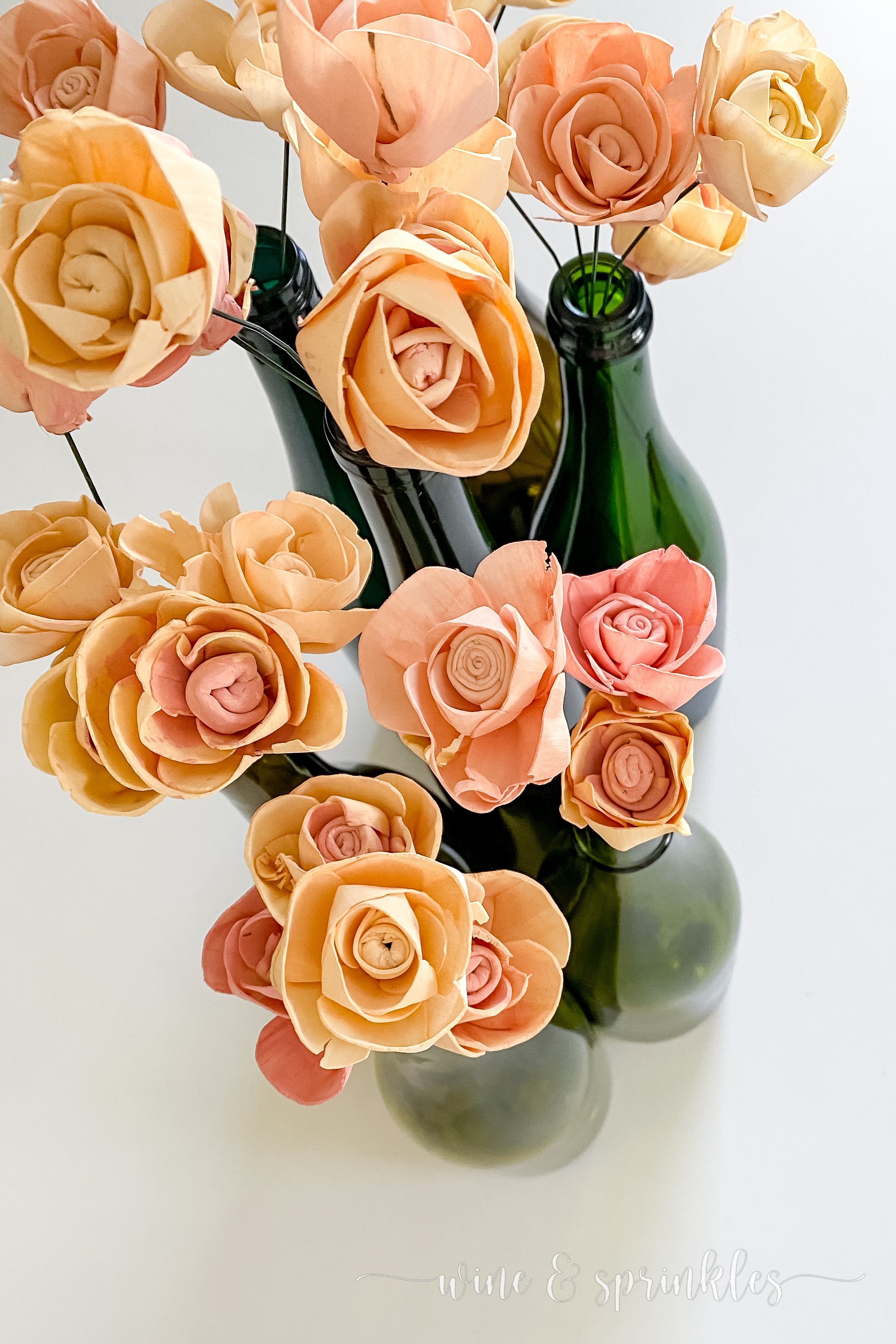 Simple Wooden Flower Wine Bottle Centerpieces — Wine & Sprinkles
