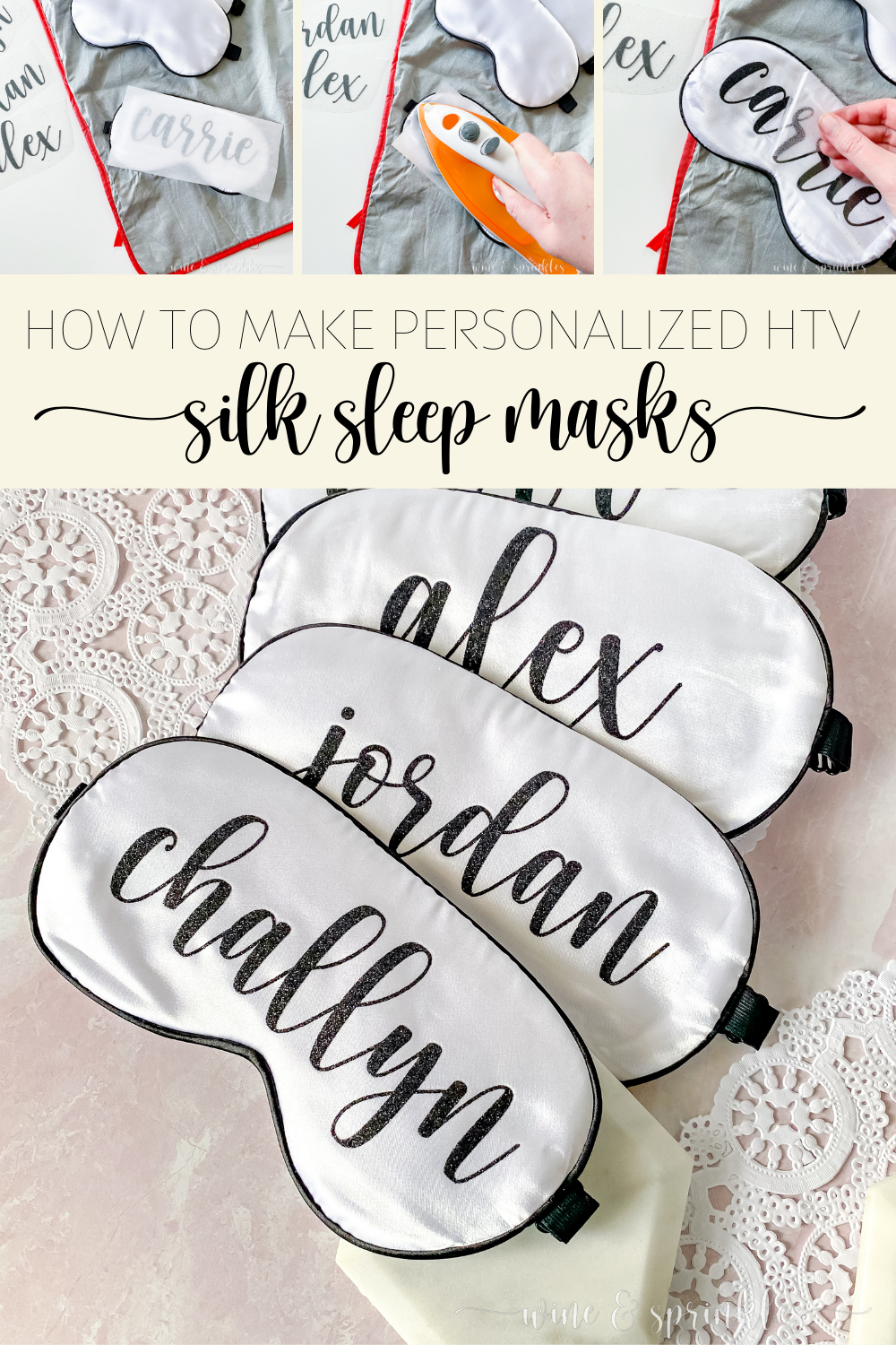 Personalized HTV Silk Sleep Masks