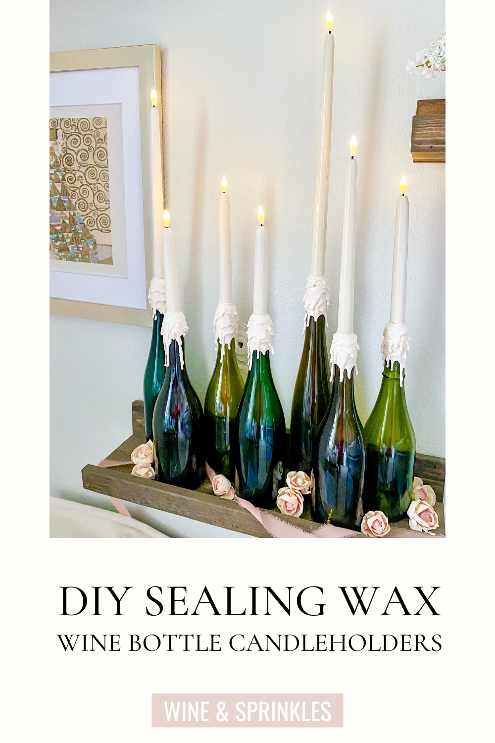 DIY Sealing Wax Taper Candle Wine Bottle Candle Holder