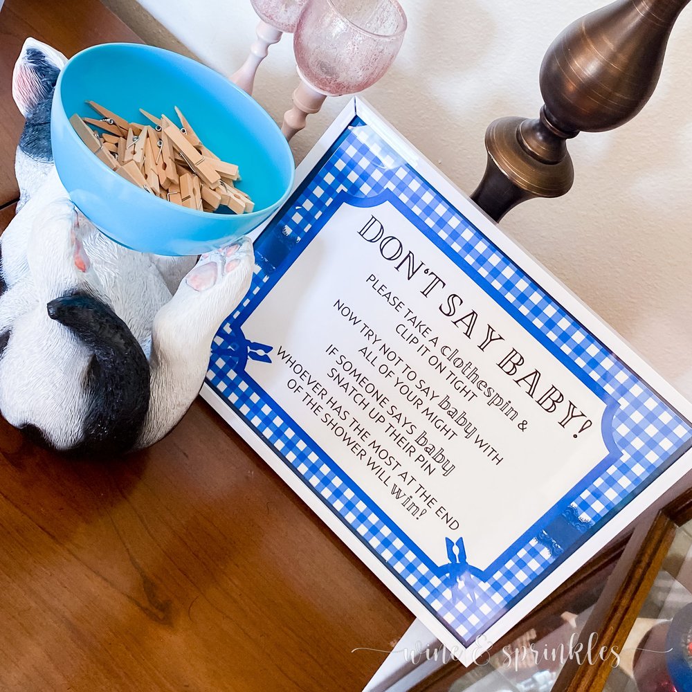 DIY Don’t Say Baby Clothespin Baby Shower Game — Wine &amp; Sprinkles