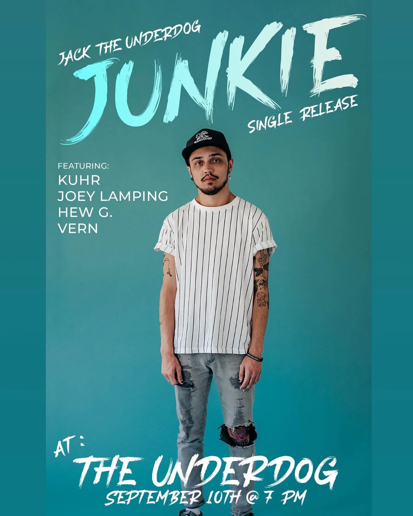 only one week left until the junkie EP release party with some of my best friends and favorite musicians !!! ❤️&zwj;🔥 you don&rsquo;t wanna miss this one - we&rsquo;re giving away free stuff and I&rsquo;m doing my set with a full band 😎 see you on 