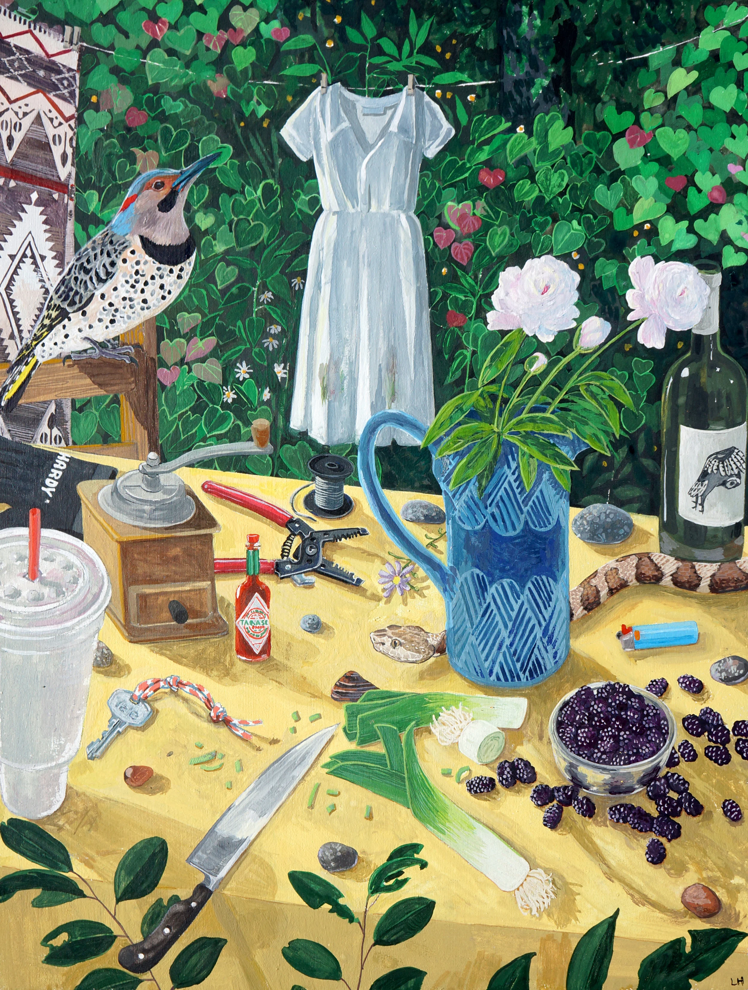 I don't mind you disappearing, gouache on panel, 9x12 inches