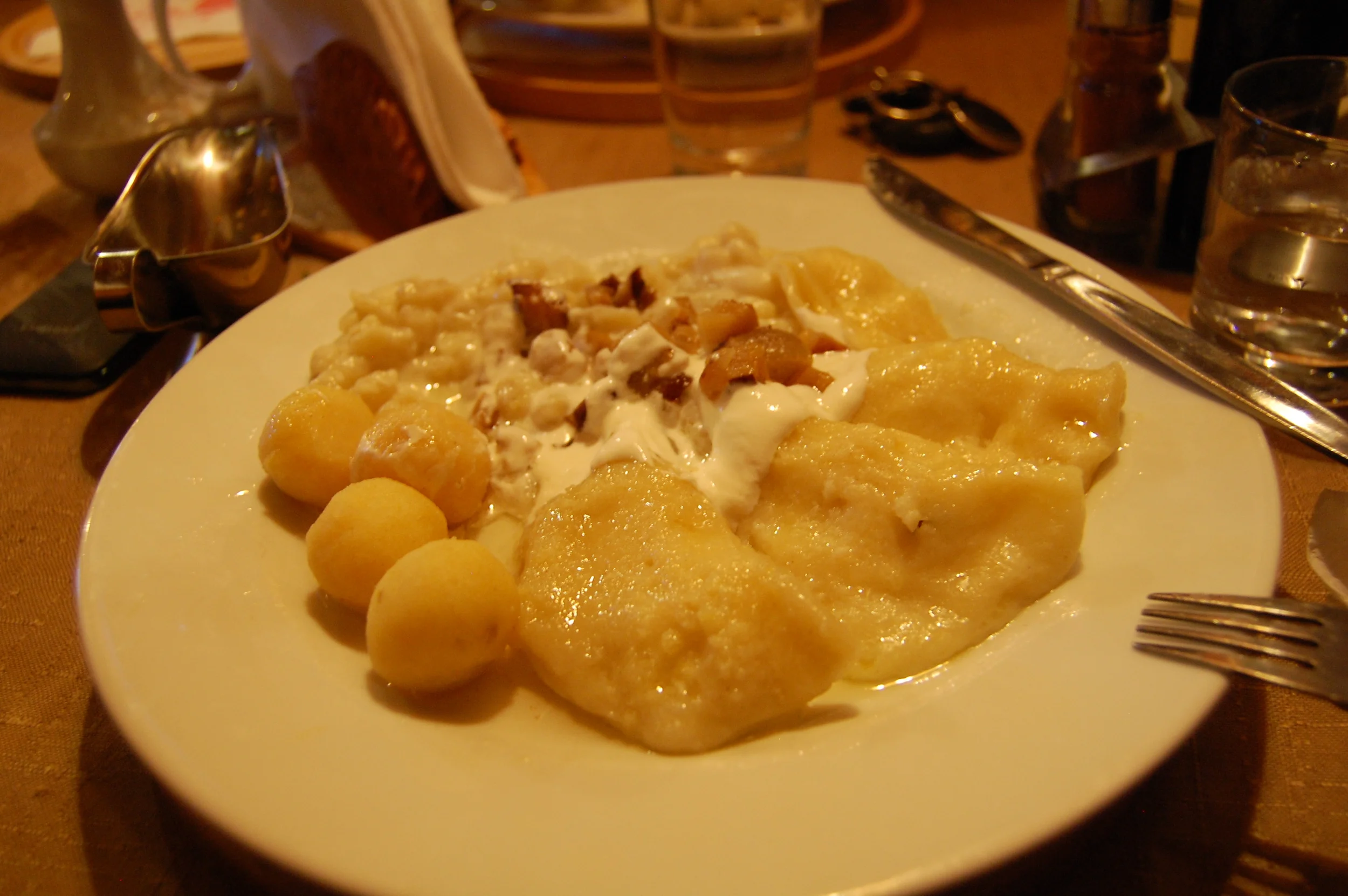  After the castle, we were starved and went for a traditional Slovak meal from  Spissky Salas  that consisted of various forms of potatoes and cheeses. &nbsp;This restaurant is in close proximity to the Spis Castle and is a MUST for&nbsp;local cuisin