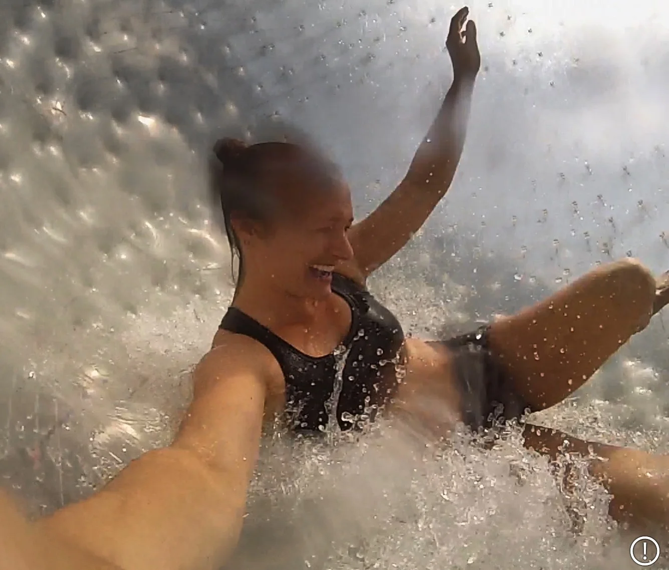  Prior to doing it, I had no clue there was water inside the zorb. &nbsp;But, evidentially, you'd break your neck bouncing around if there wasn't. 