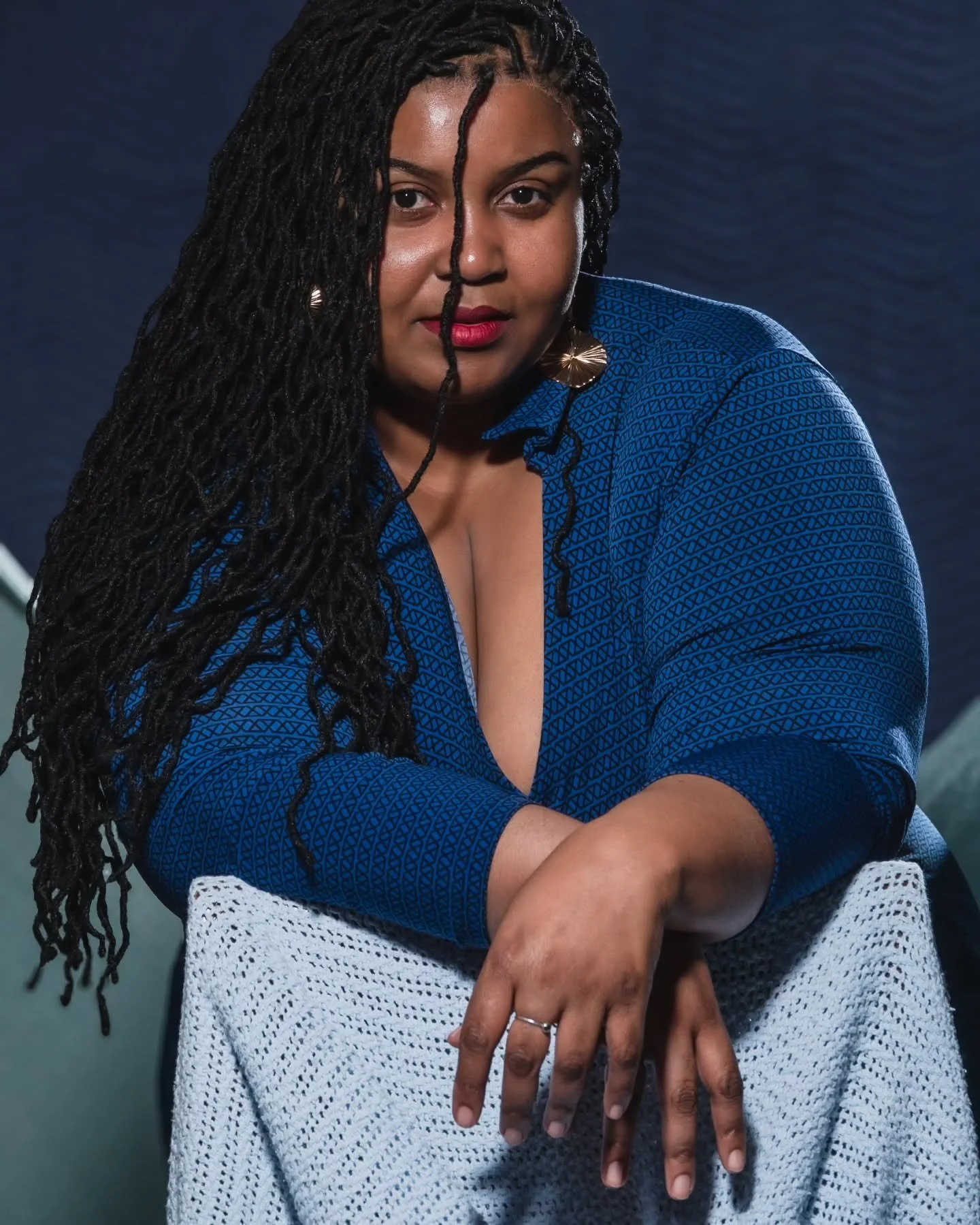 Shades of Blue w/ @modelpolitique 
📍 @bmoregoodwill x @portraitmeetdc

(shot in the trinkets aisle of Goodwill)