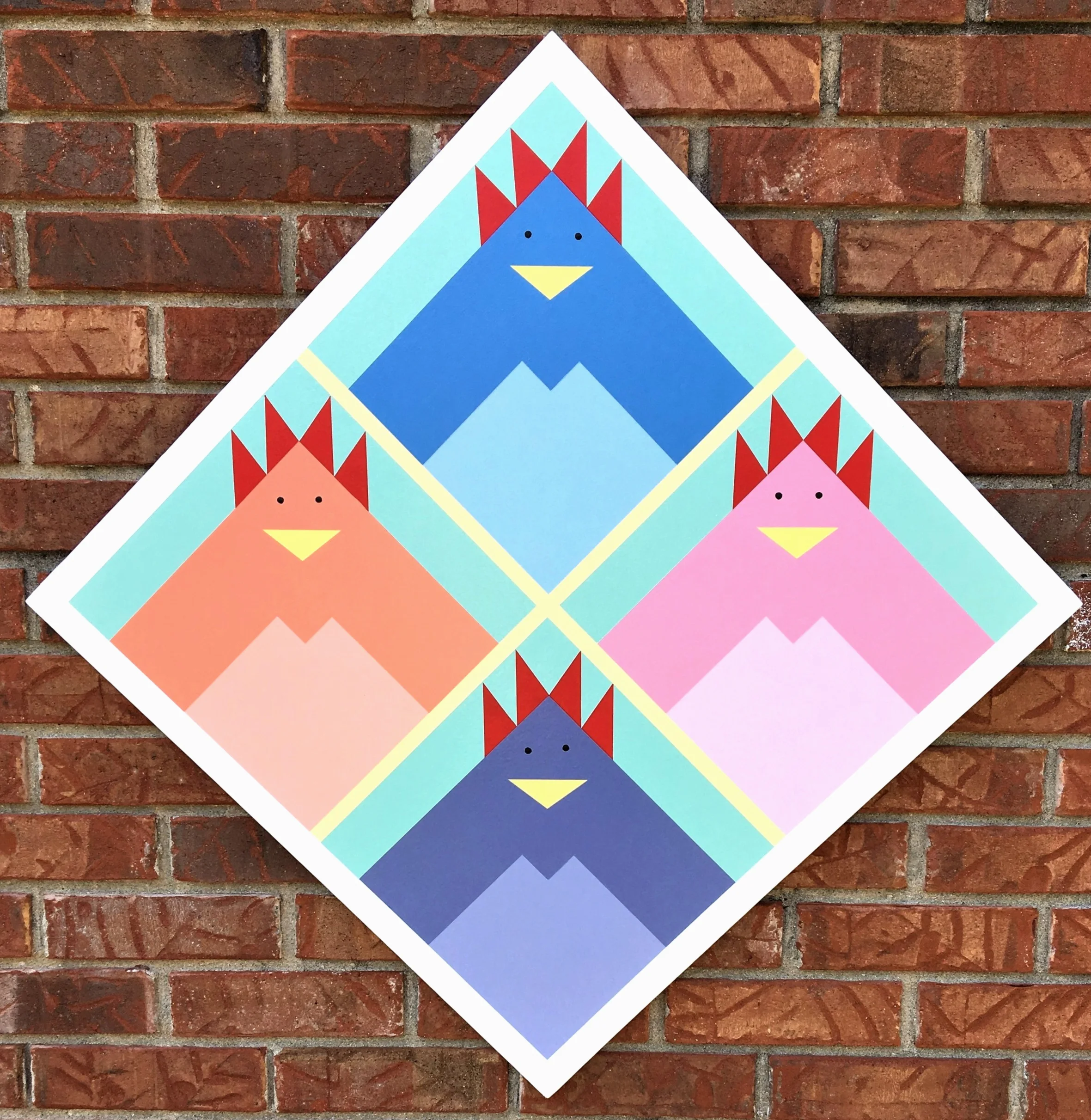 SPRING CHICKENS Barn Quilt