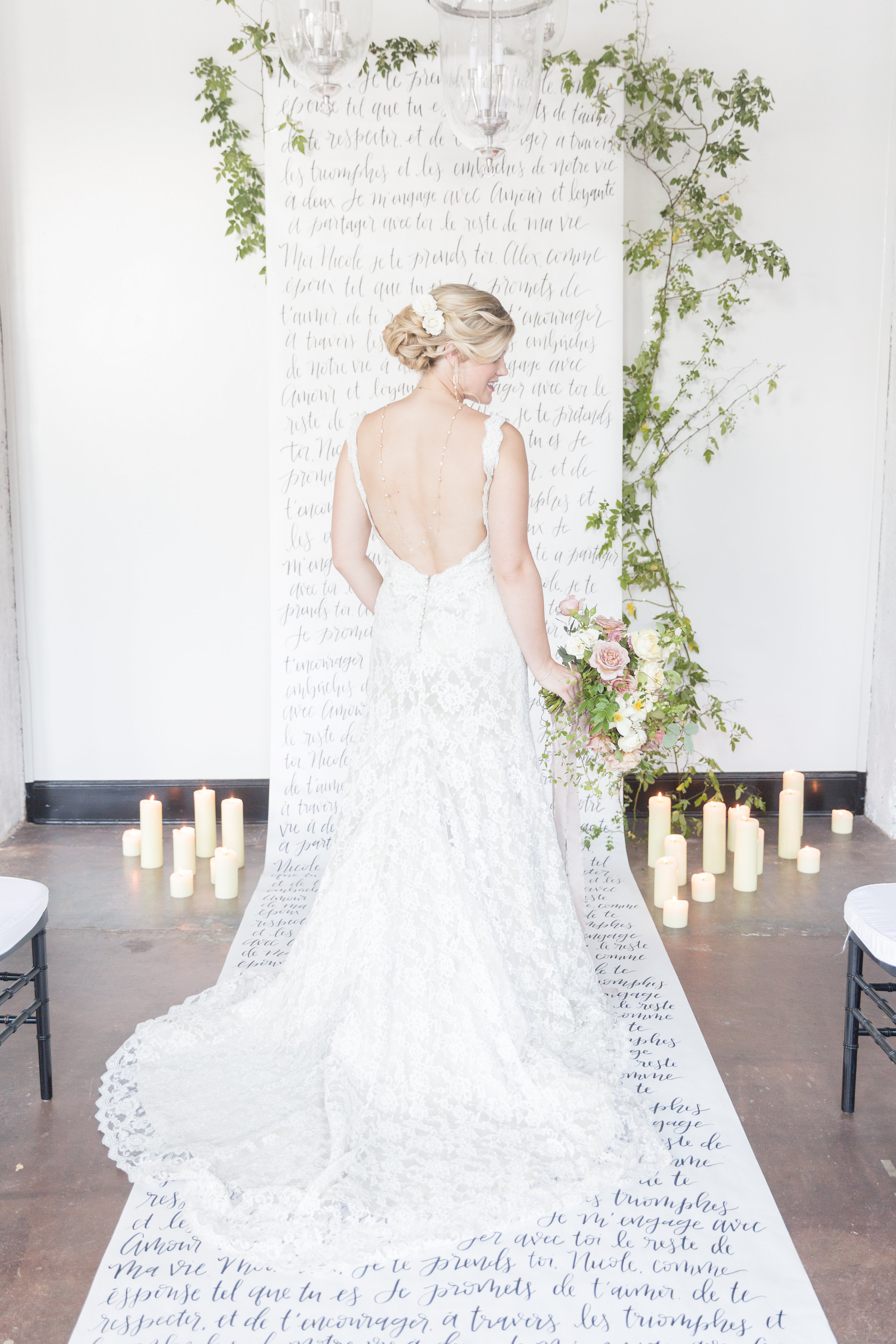 Calligraphy Backdrop | French Couture Styled Shoot