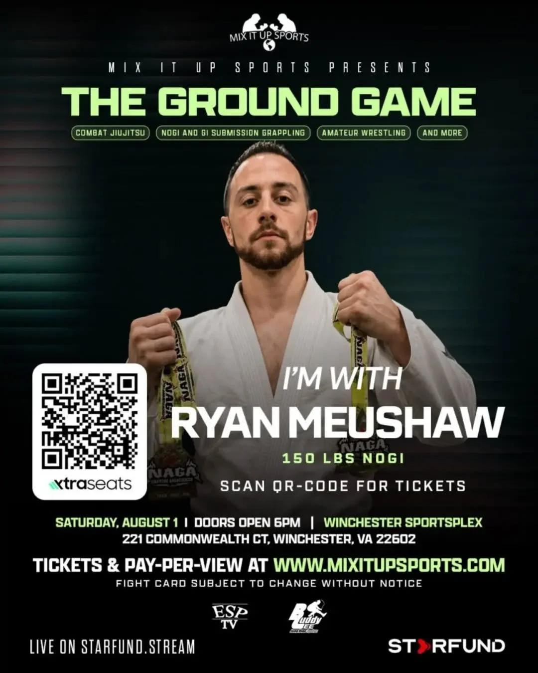 RYAN MEUSHAW X THE GROUND GAME 

Ryan is ready to represent Spectrum Jiu Jitsu on The Ground Game superfight card on August the 1st!

Purchase your tickets in our bio!