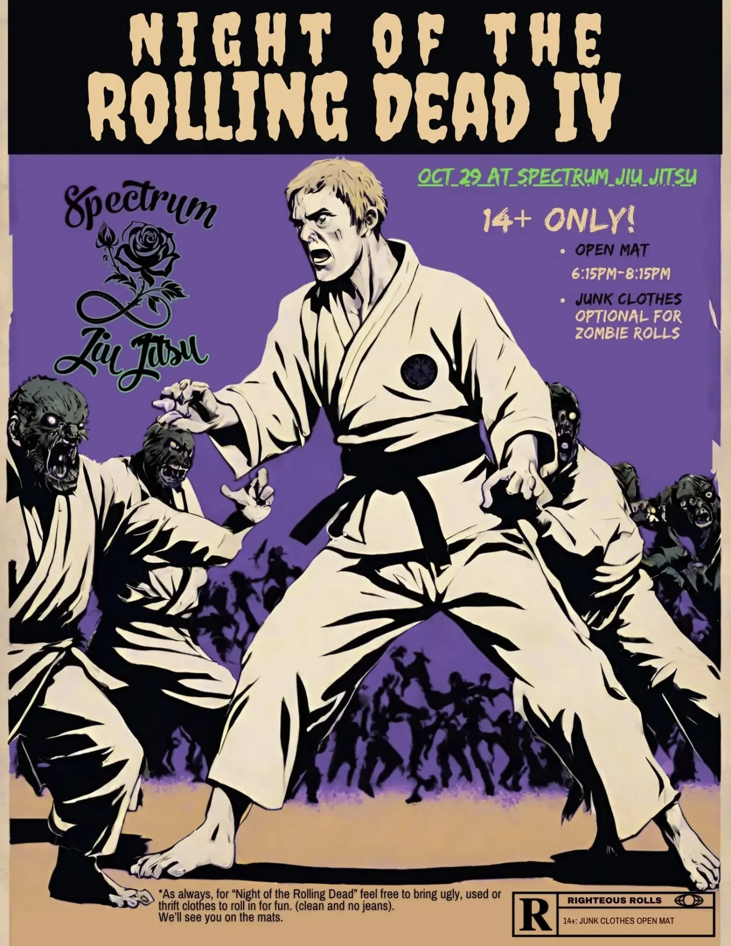 THE DEAD ARE RISING AGAIN

For the fourth year in a row, we're bringing back Night of the Rolling Dead!

Join us on Thursday, October 29th for a Halloween-themed open mat.

14+ only
6:15&ndash;8:15 PM
Costumes or old clothes encouraged

We'll see you