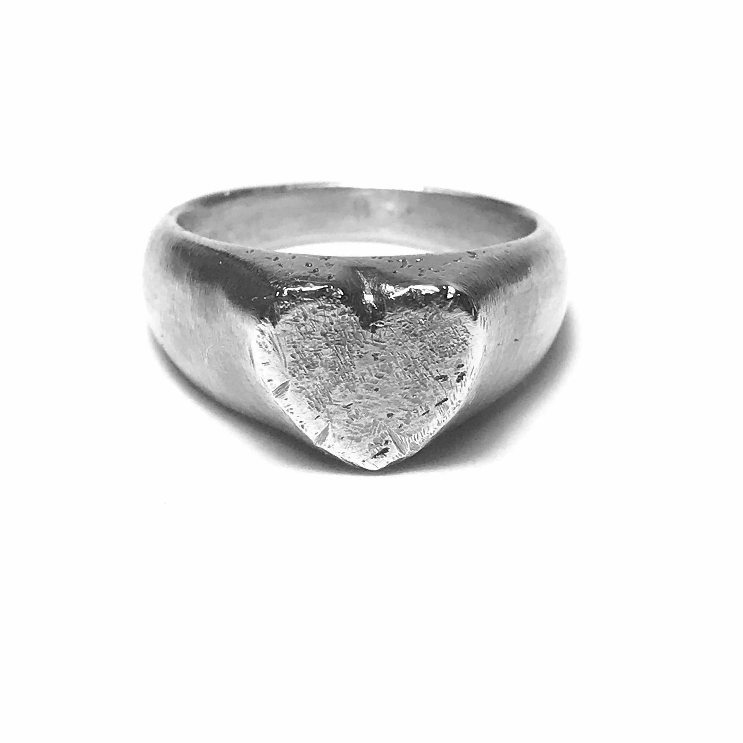 Distressed Heart Signet Ring