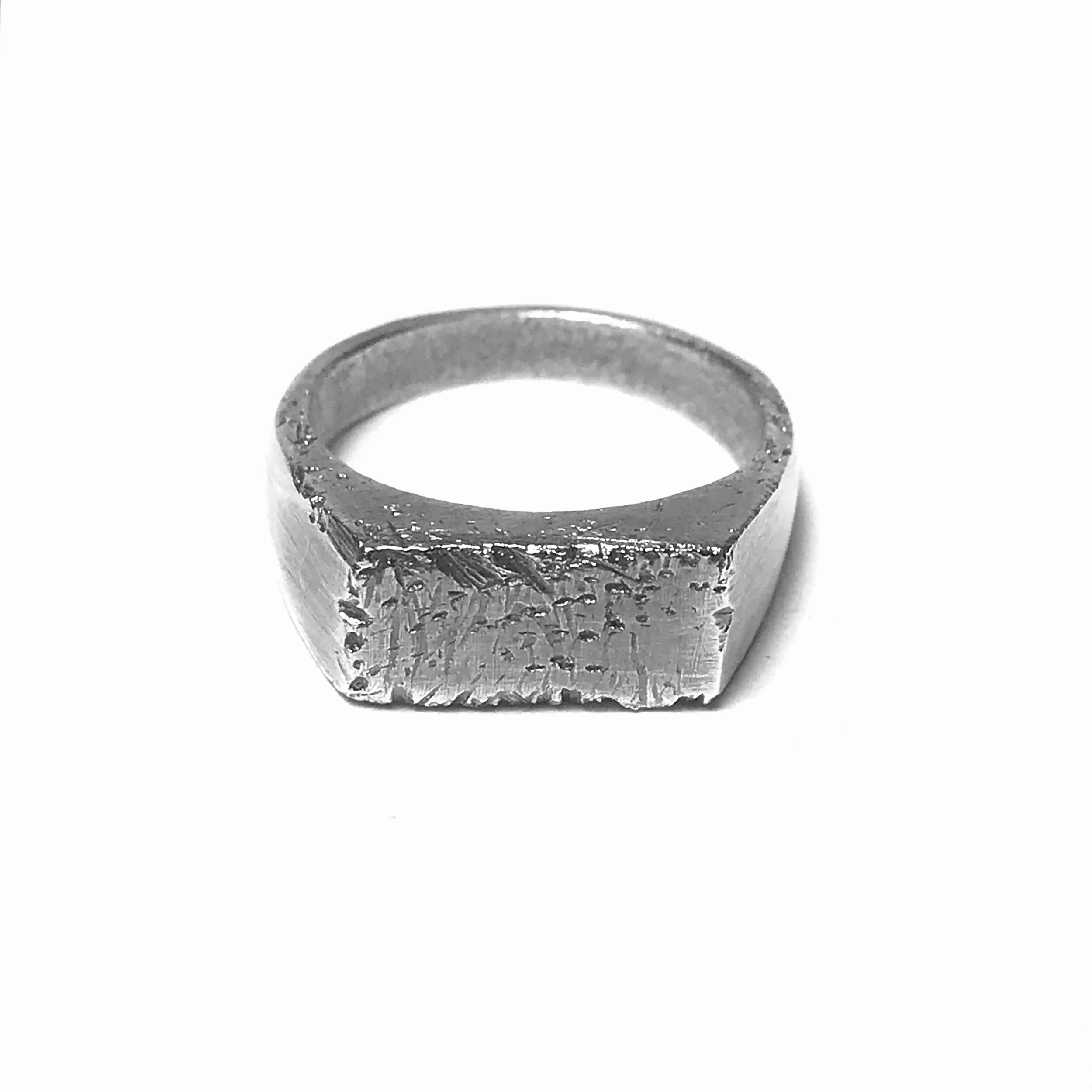 Distressed Brick Signet Ring
