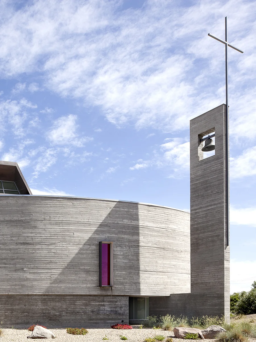 St. Joseph the Worker Church Exterior Bellower and board-form concrete